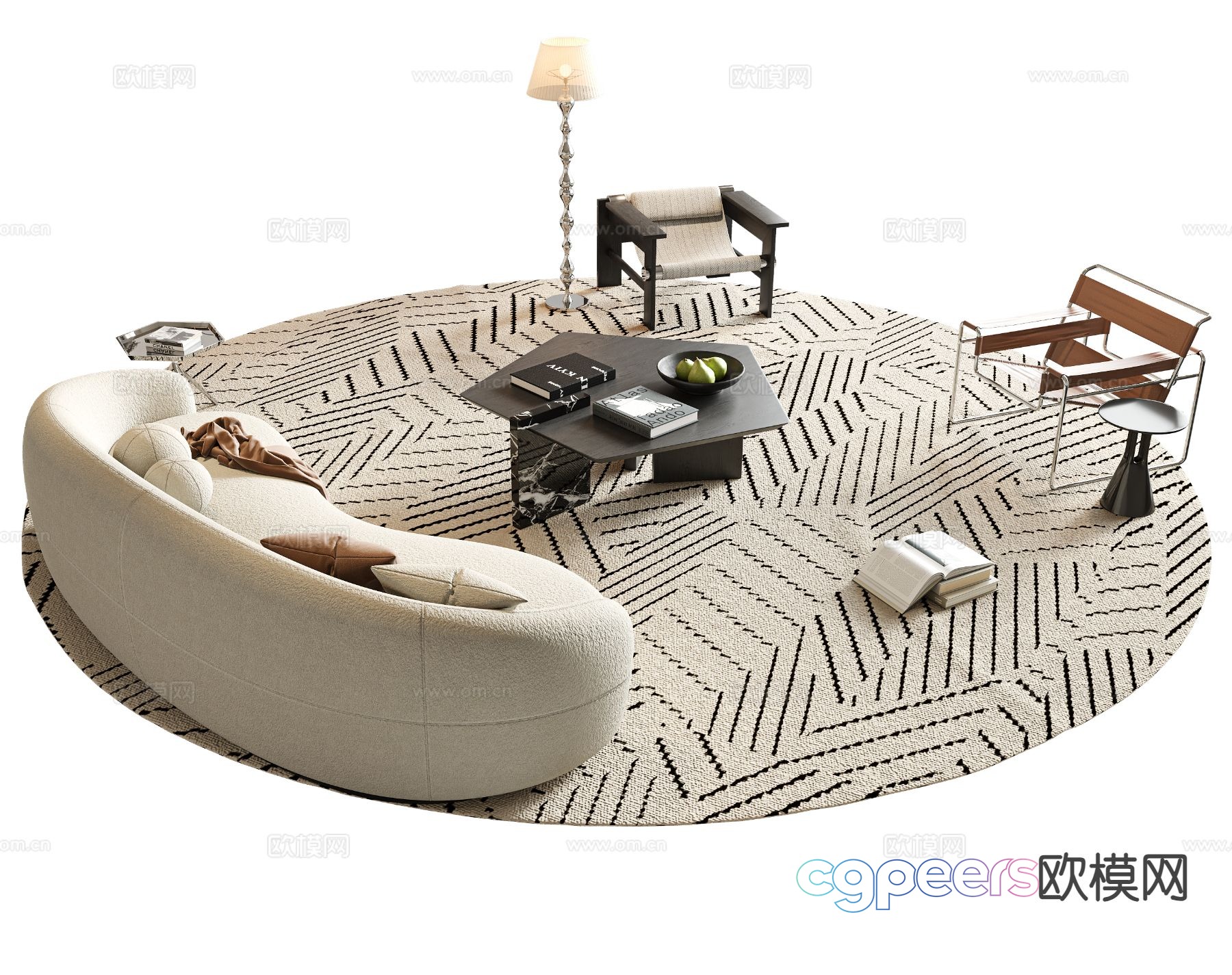 Wabi-sabi style modular sofa curved sofa 3d model Wabi-sabi style modular sofa curved sofa 3d model