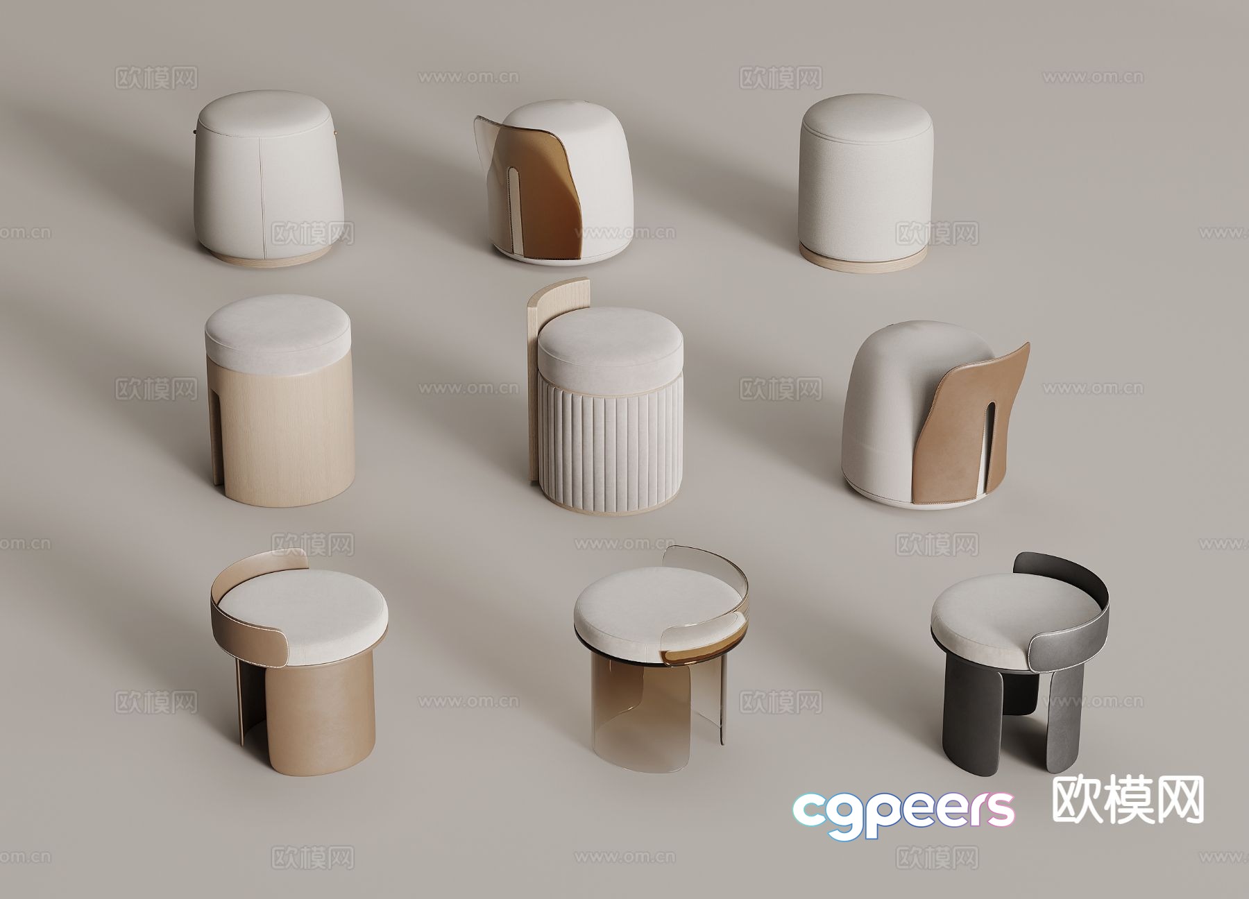 Modern stool sofa stool low stool shoe changing stool round stool 3D model Modern stool sofa stool low stool shoe changing stool round stool 3D model