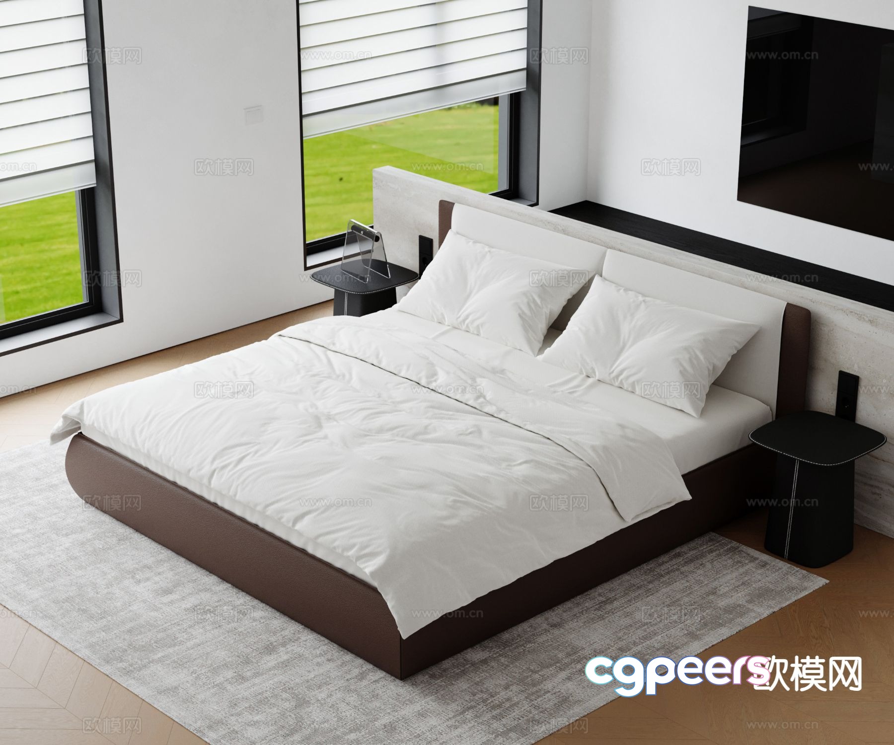 Modern double bed 3d model Modern double bed 3d model
