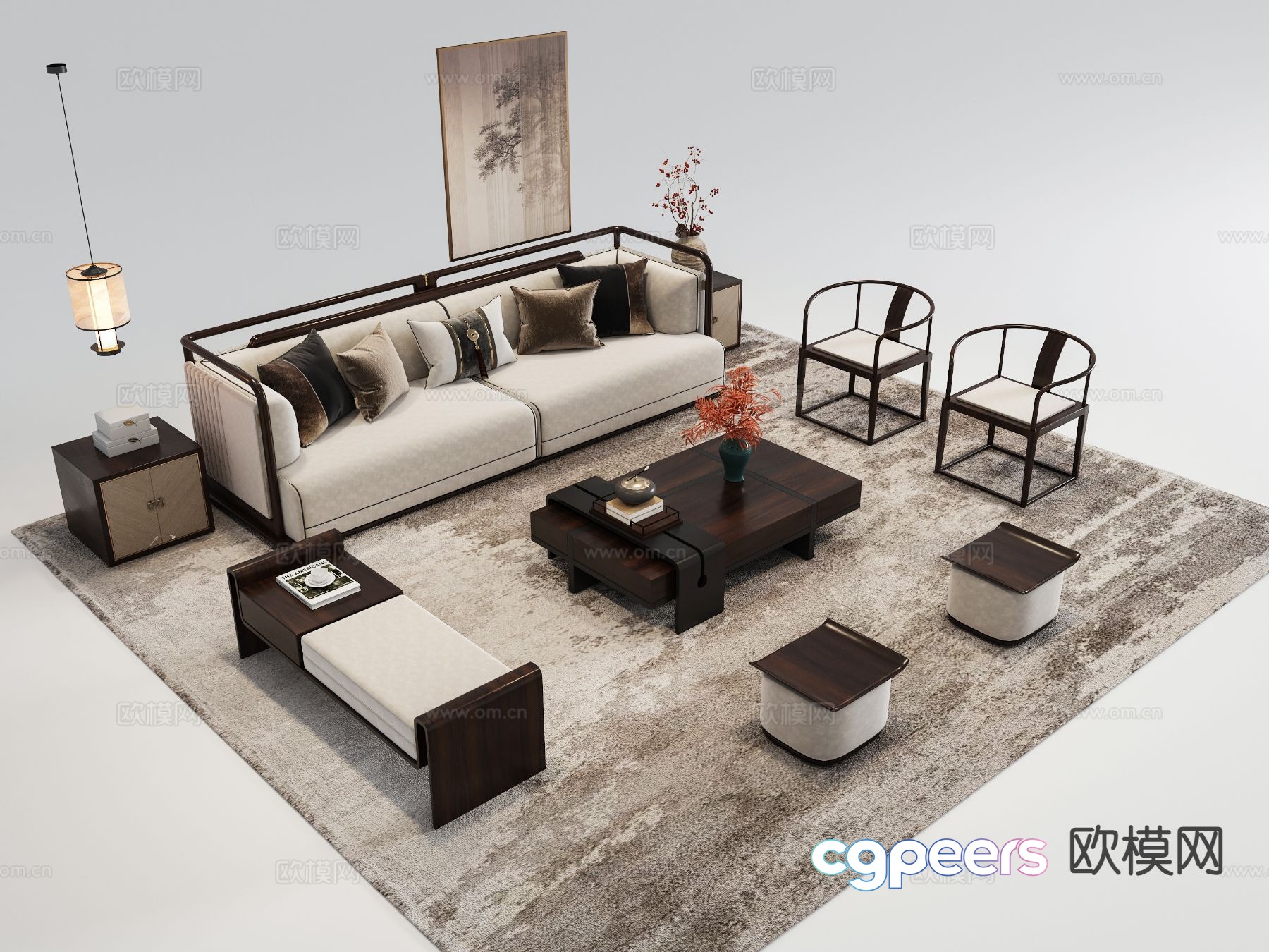 New Chinese style sofa set 3d model New Chinese style sofa set 3d model