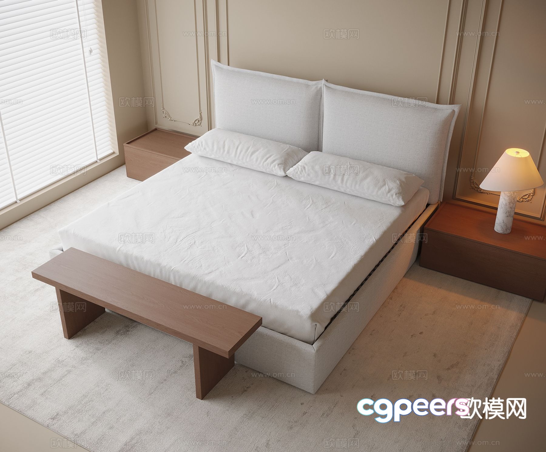 Modern double bed 3d model Modern double bed 3d model