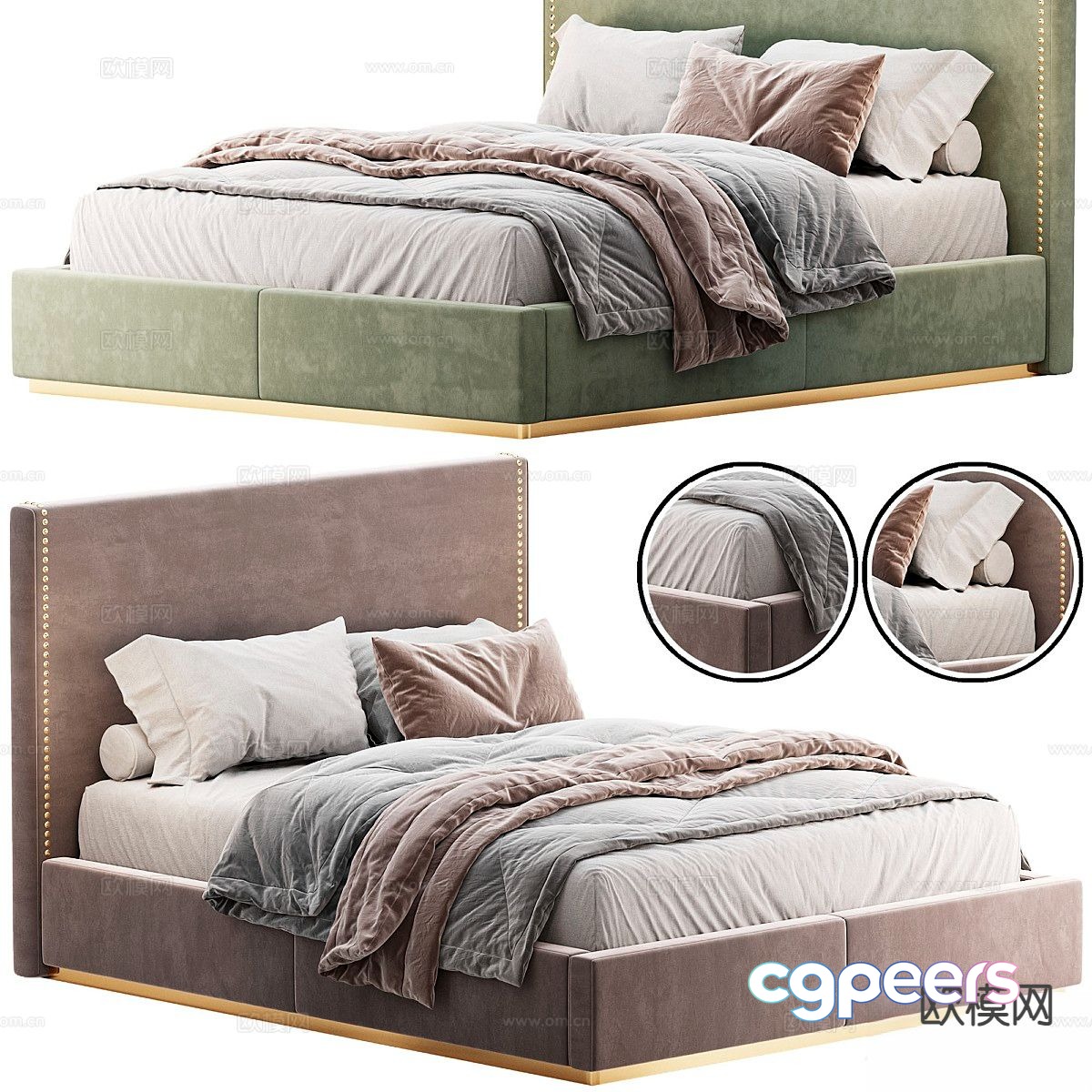 Modern double bed 3d model Modern double bed 3d model