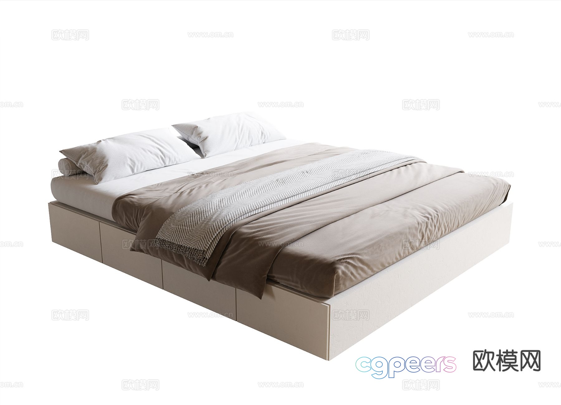 Modern double bed 3d model Modern double bed 3d model