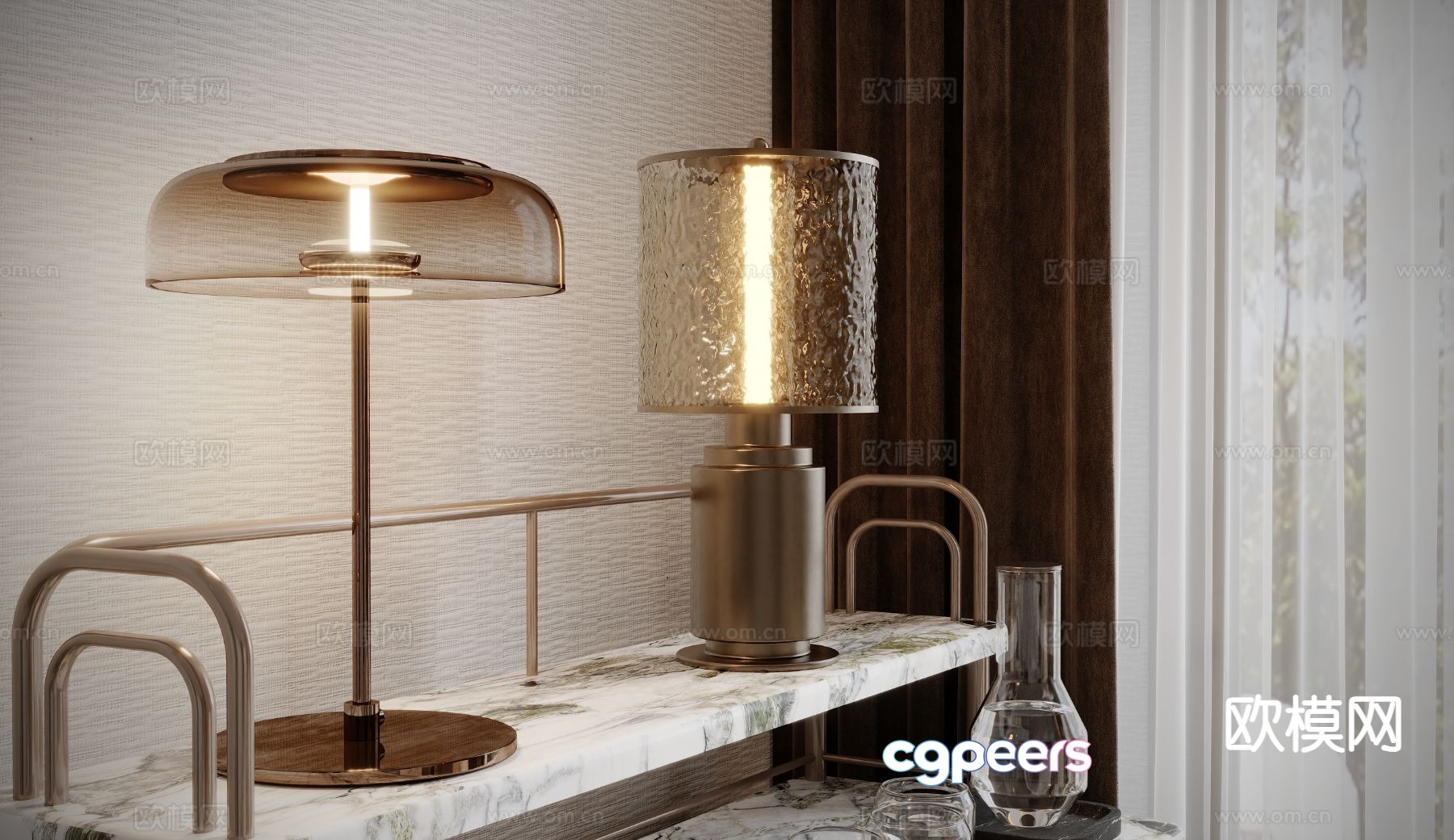 Light luxury desk lamp glass desk lamp 3D model Light luxury desk lamp glass desk lamp 3D model