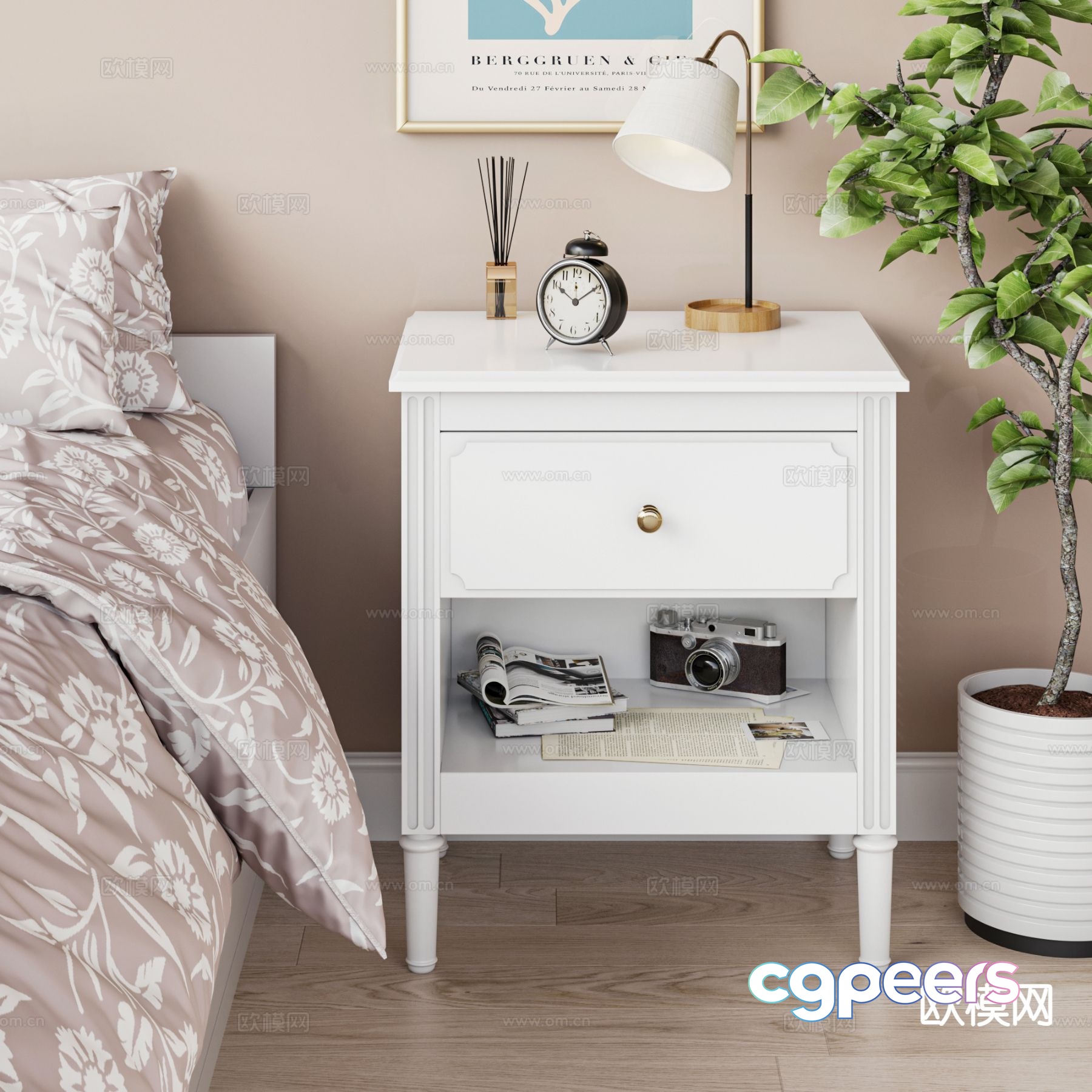 Nordic bedside table 3d model Nordic bedside table 3d model