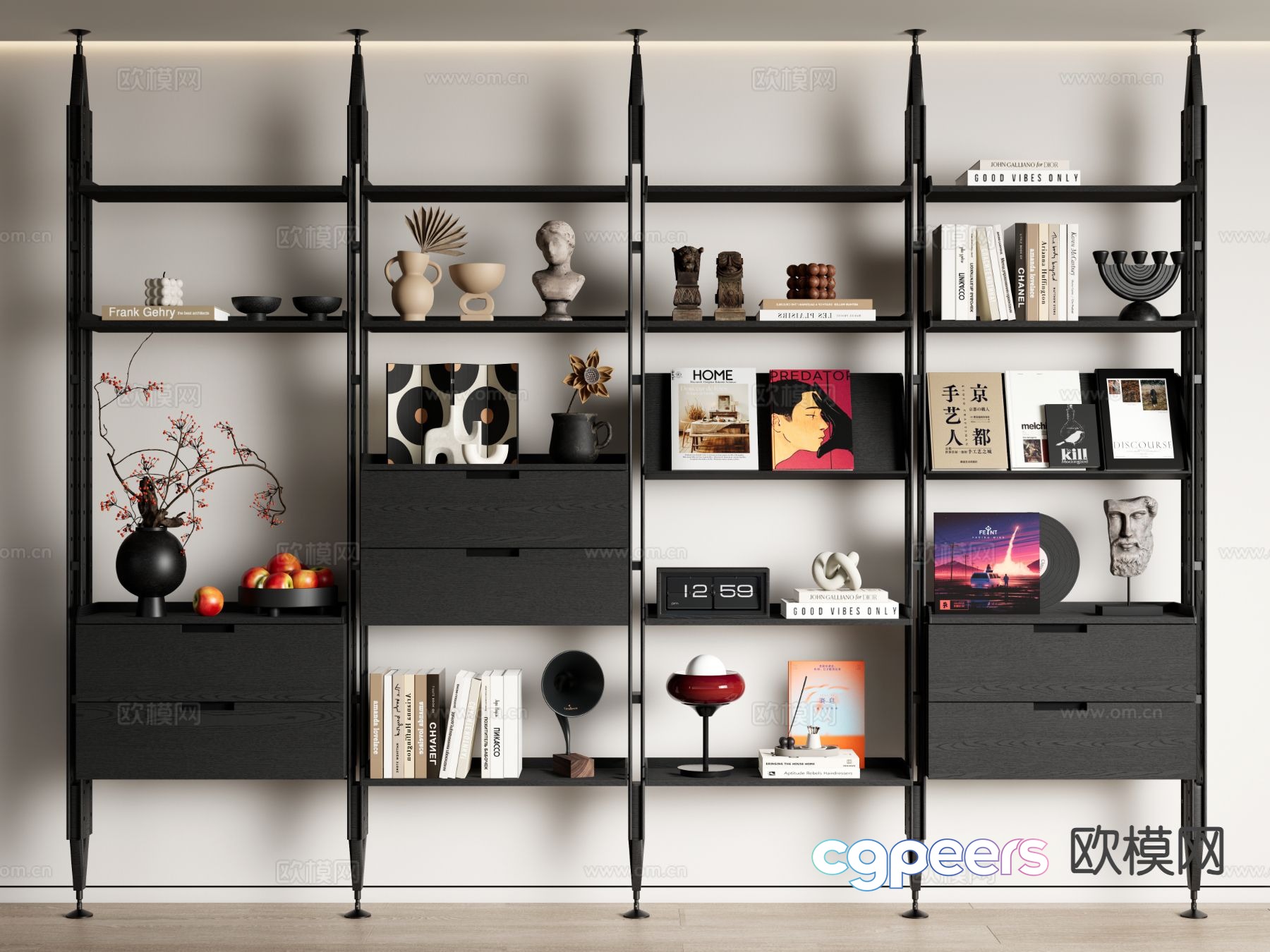Modern bookshelf storage rack 3d model Modern bookshelf storage rack 3d model