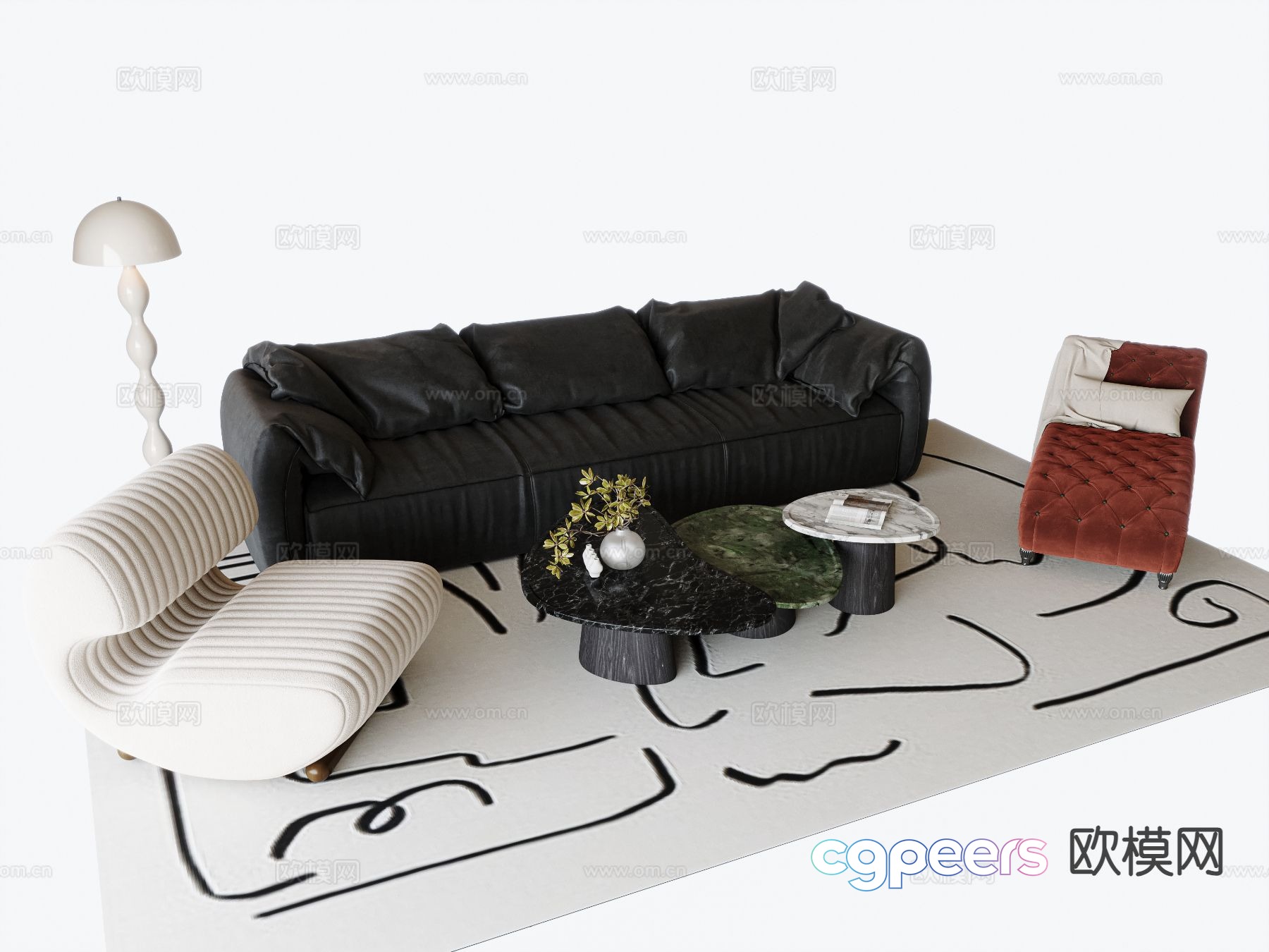French sectional sofa 3d model French sectional sofa 3d model
