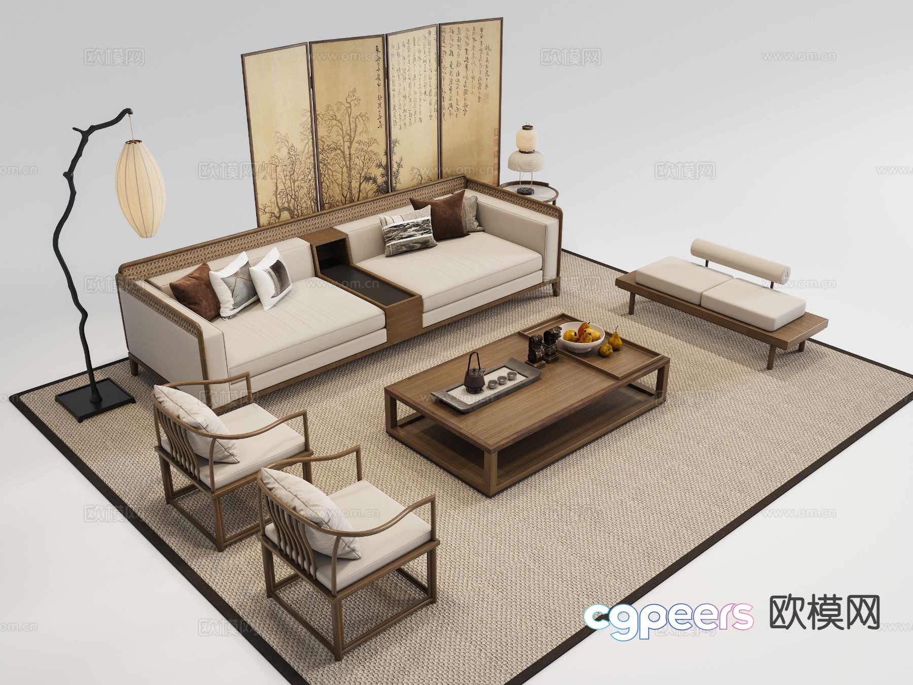 New Chinese style sofa modular sofa Song’s aesthetic sofa 3D model New Chinese style sofa modular sofa Song’s aesthetic sofa 3D model