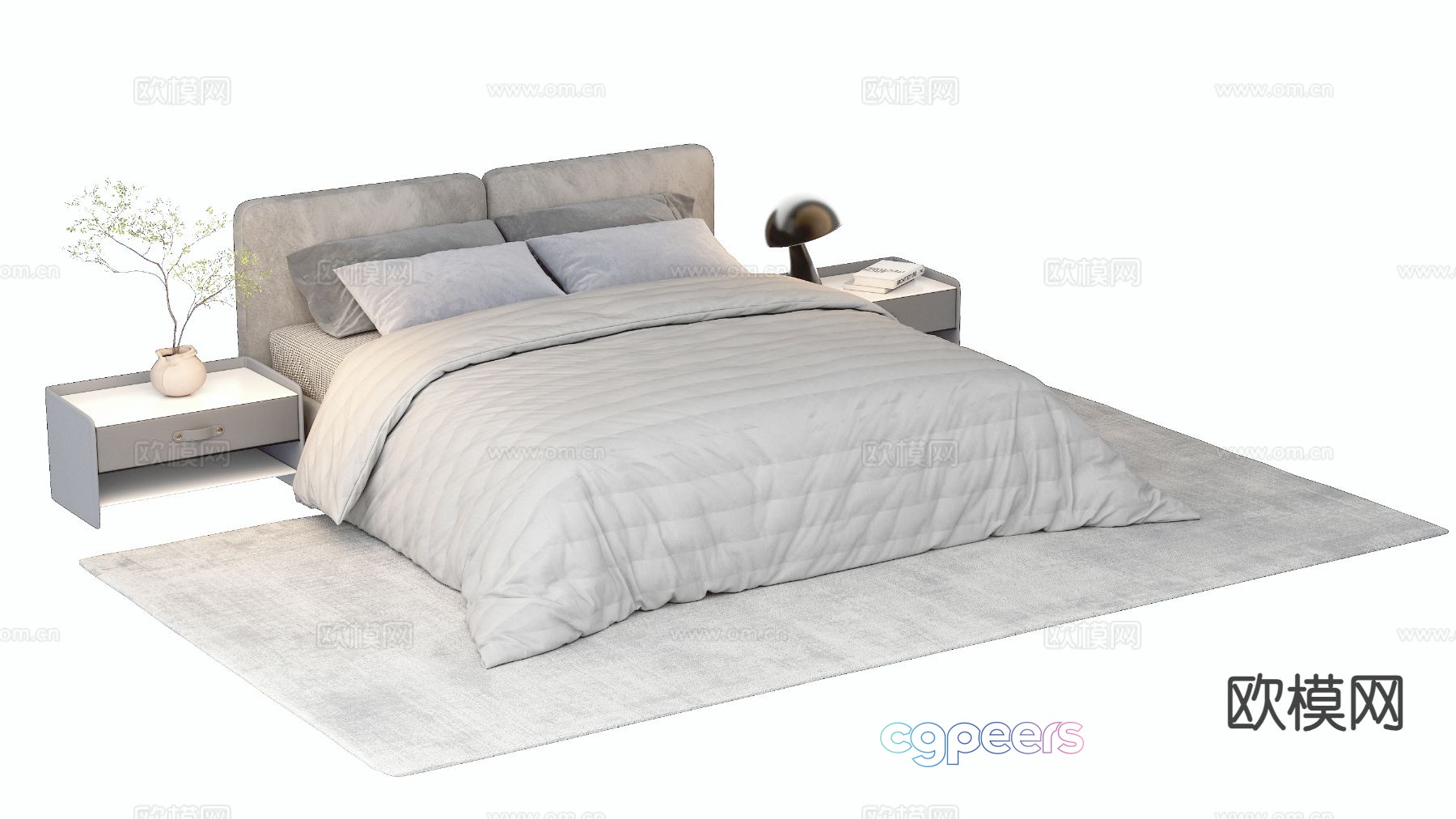Modern double bed 3d model Modern double bed 3d model