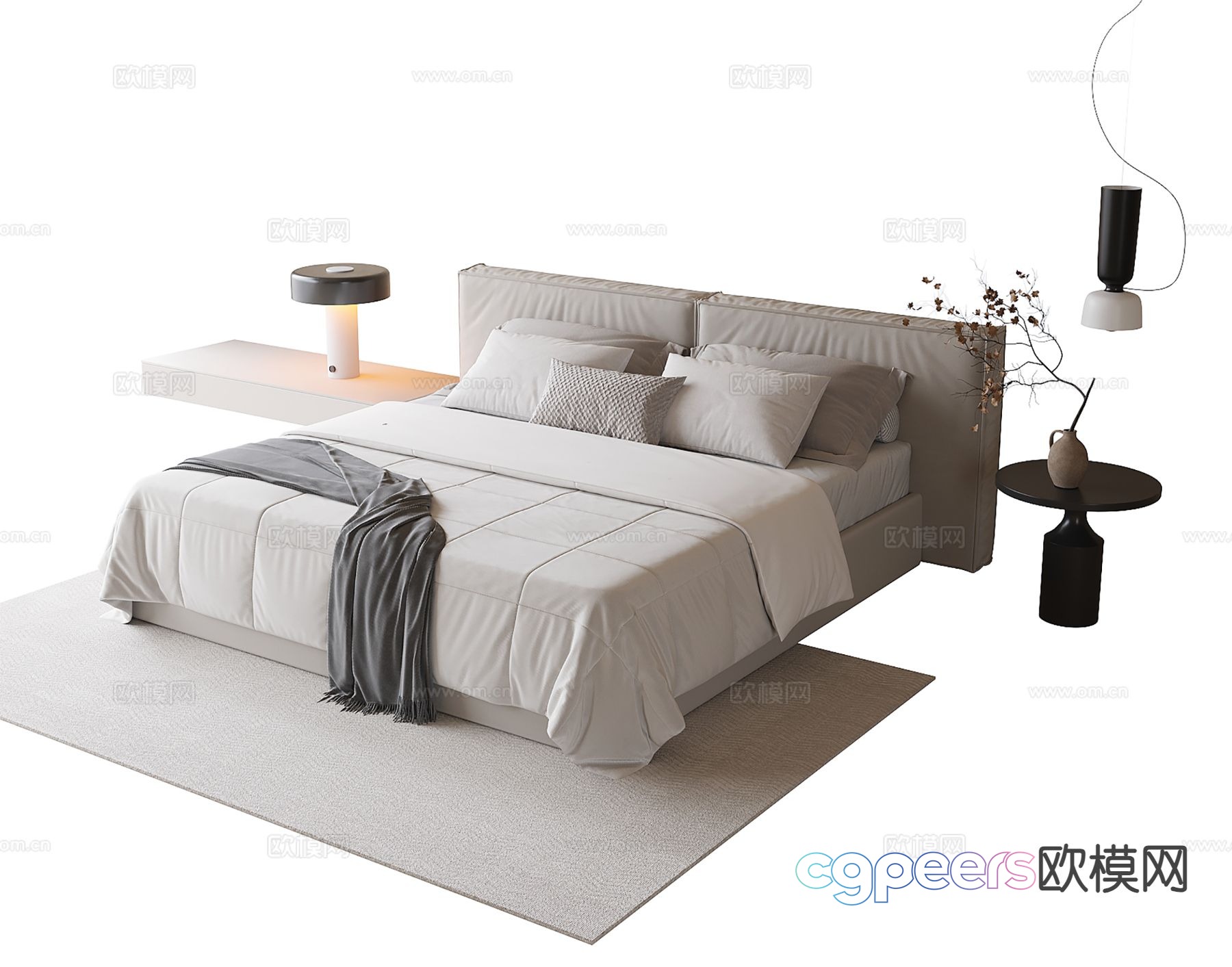 Modern double bed 3d model Modern double bed 3d model