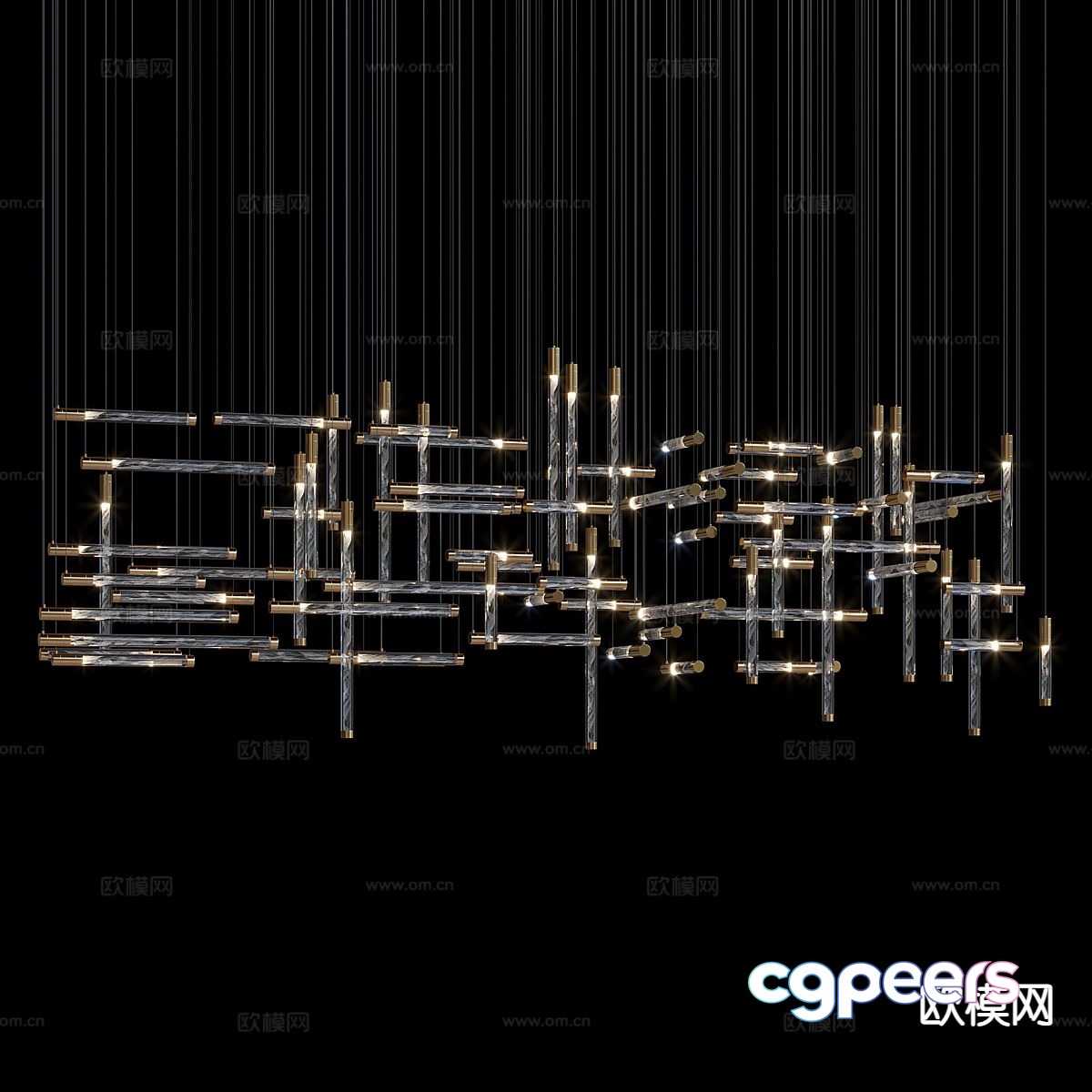 Modern long chandelier Matrix chandelier 3d model Modern long chandelier Matrix chandelier 3d model