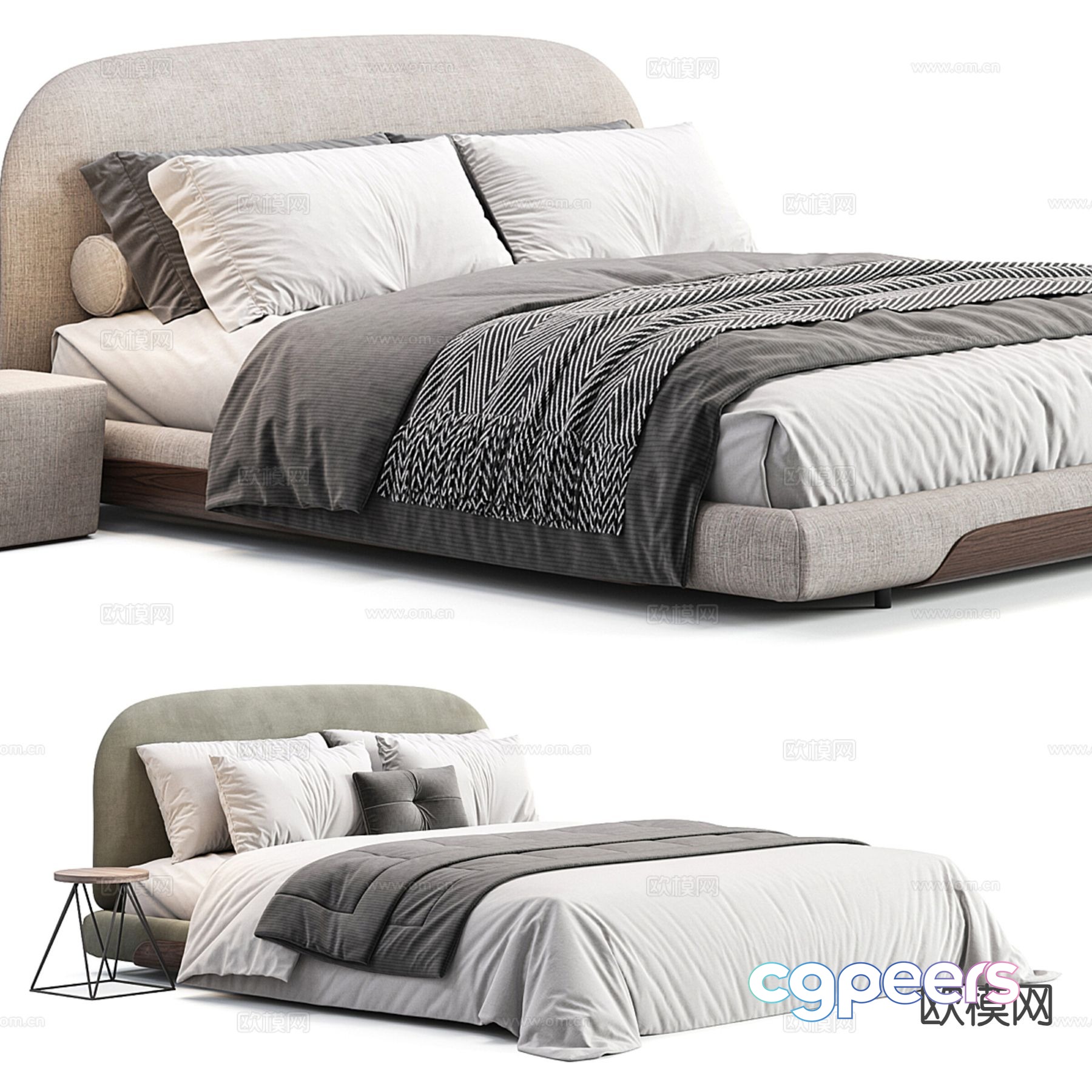 Modern double bed 3d model Modern double bed 3d model
