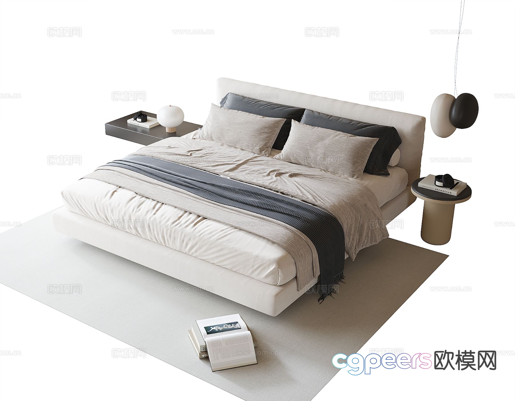 Modern double bed 3d model Modern double bed 3d model