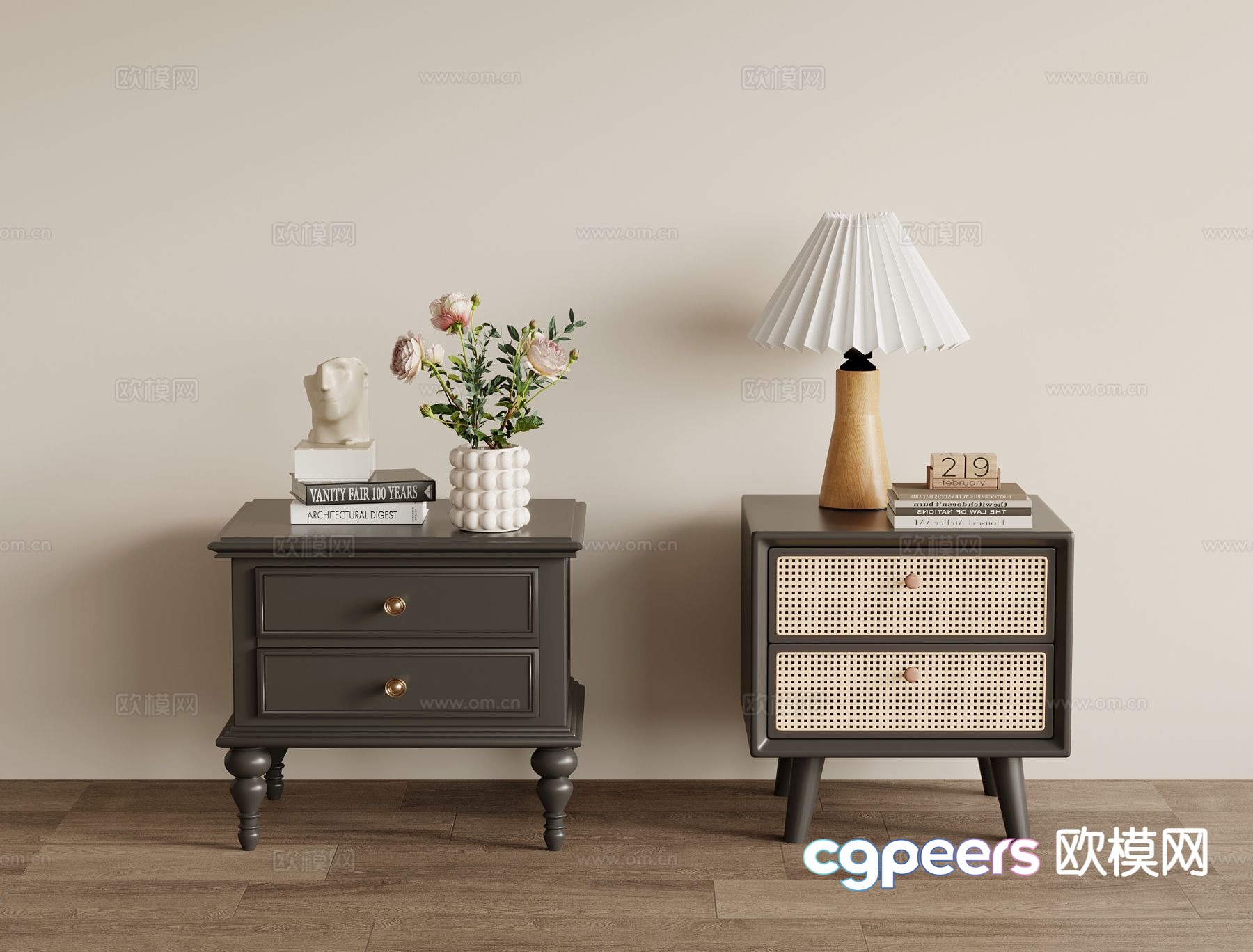French bedside table rattan bedside table 3d model French bedside table rattan bedside table 3d model