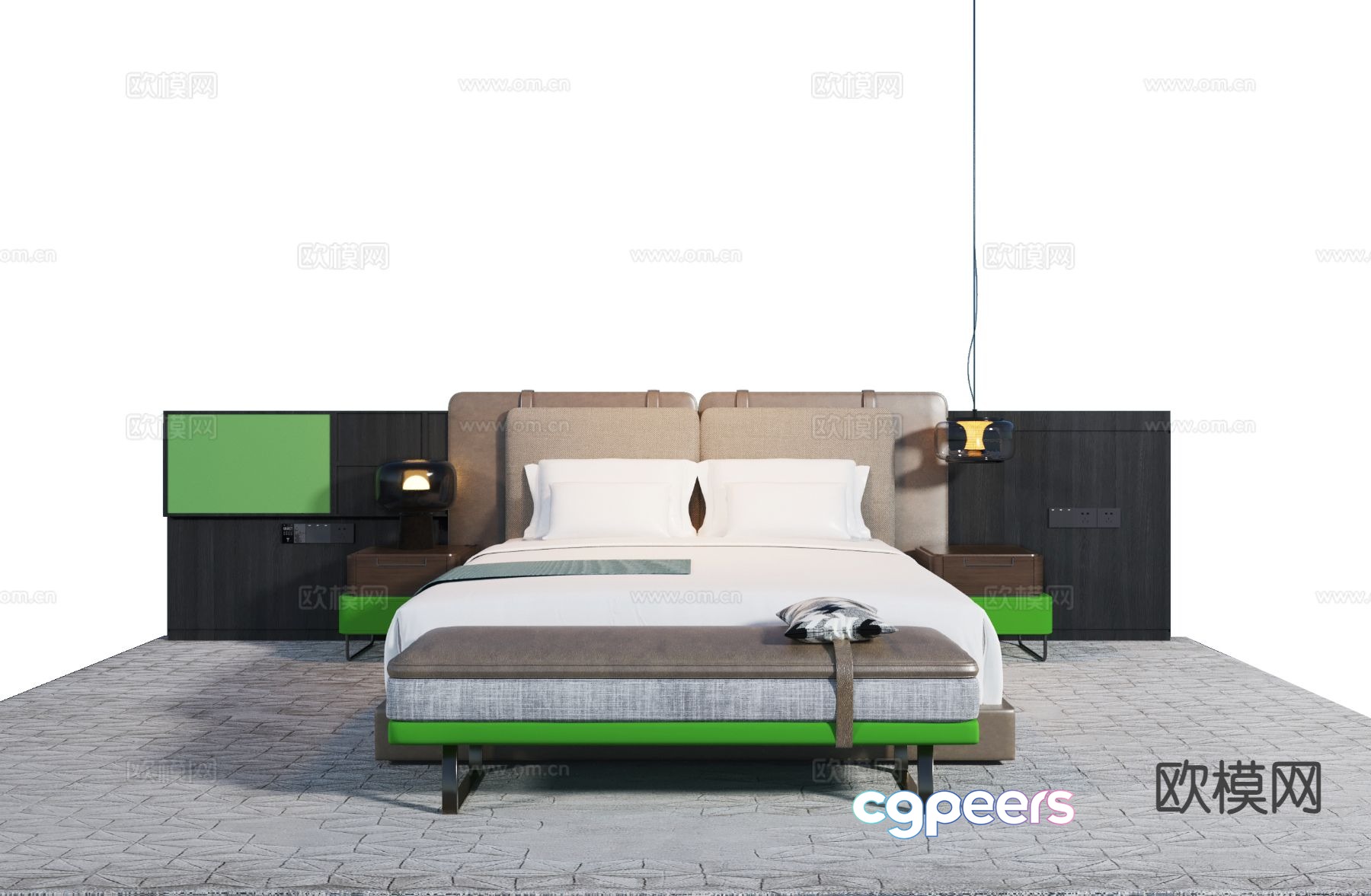Modern double bed 3d model Modern double bed 3d model