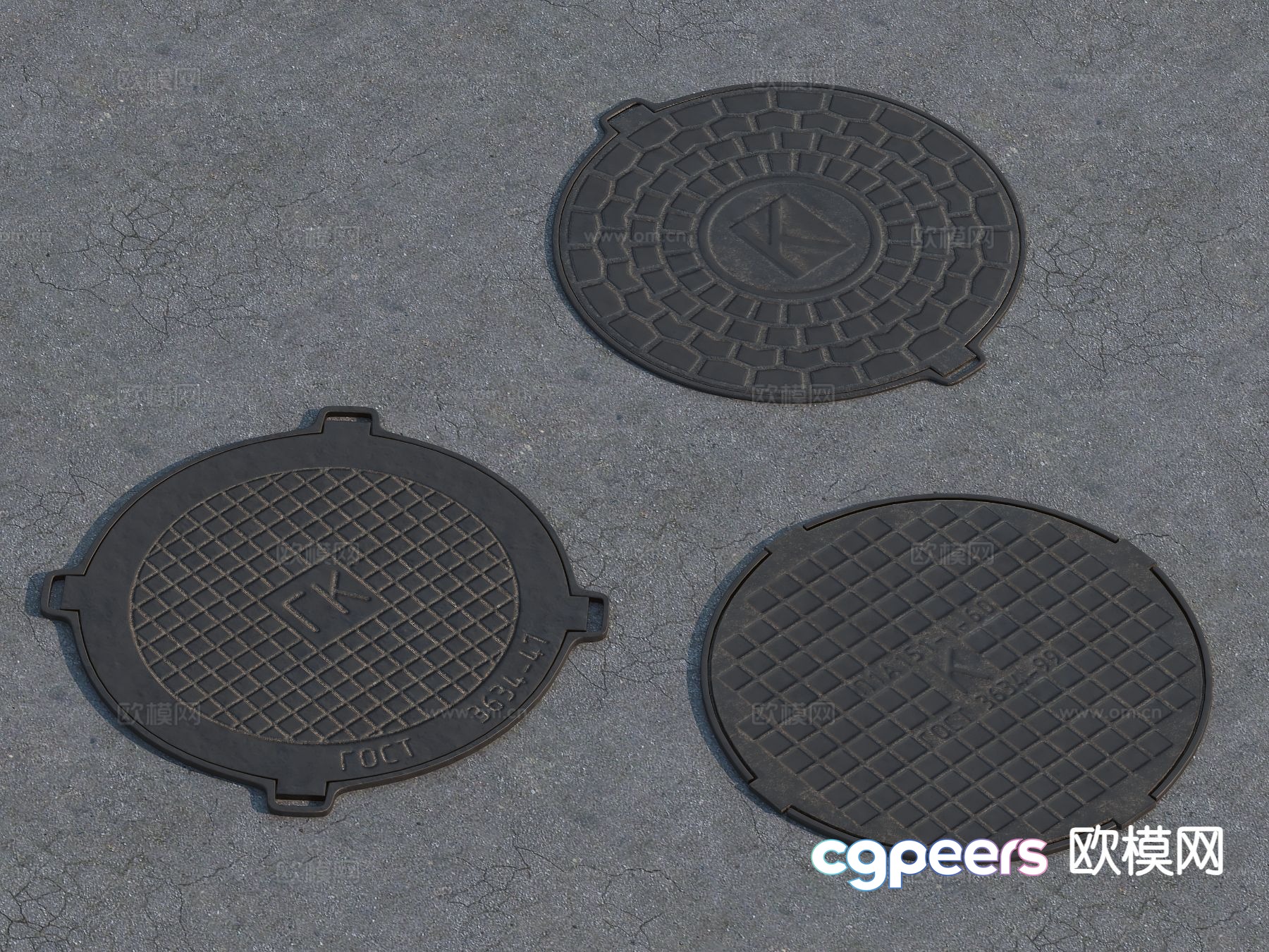 Outdoor manhole cover sewer drain 3D model