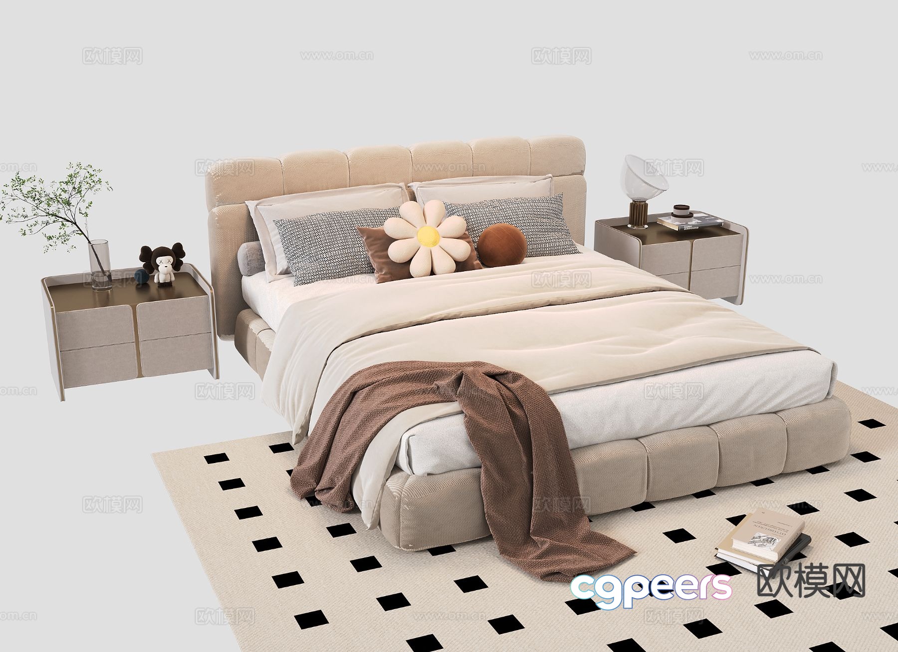 French bed double bed 3d model French bed double bed 3d model