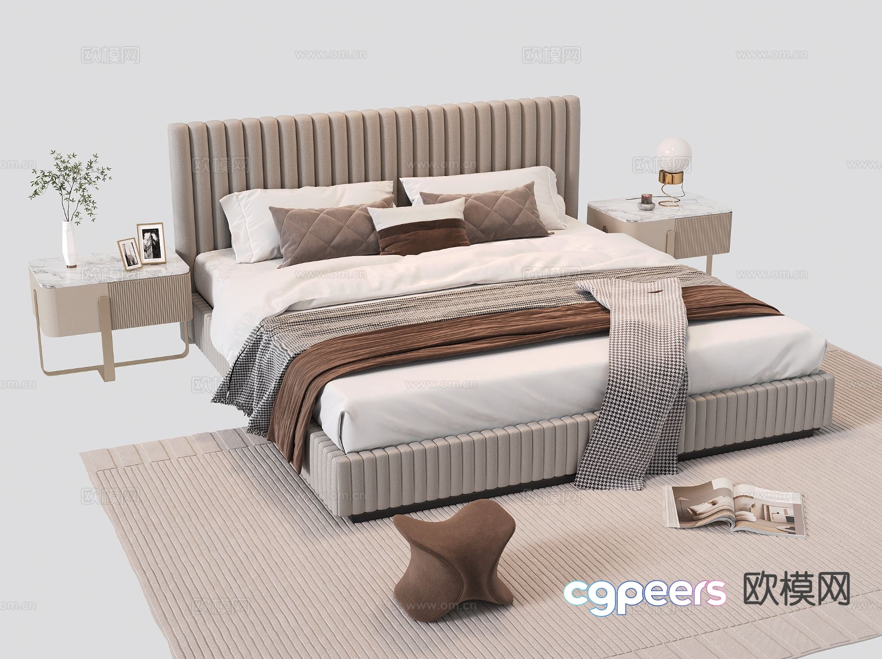 French bed double bed 3d model French bed double bed 3d model