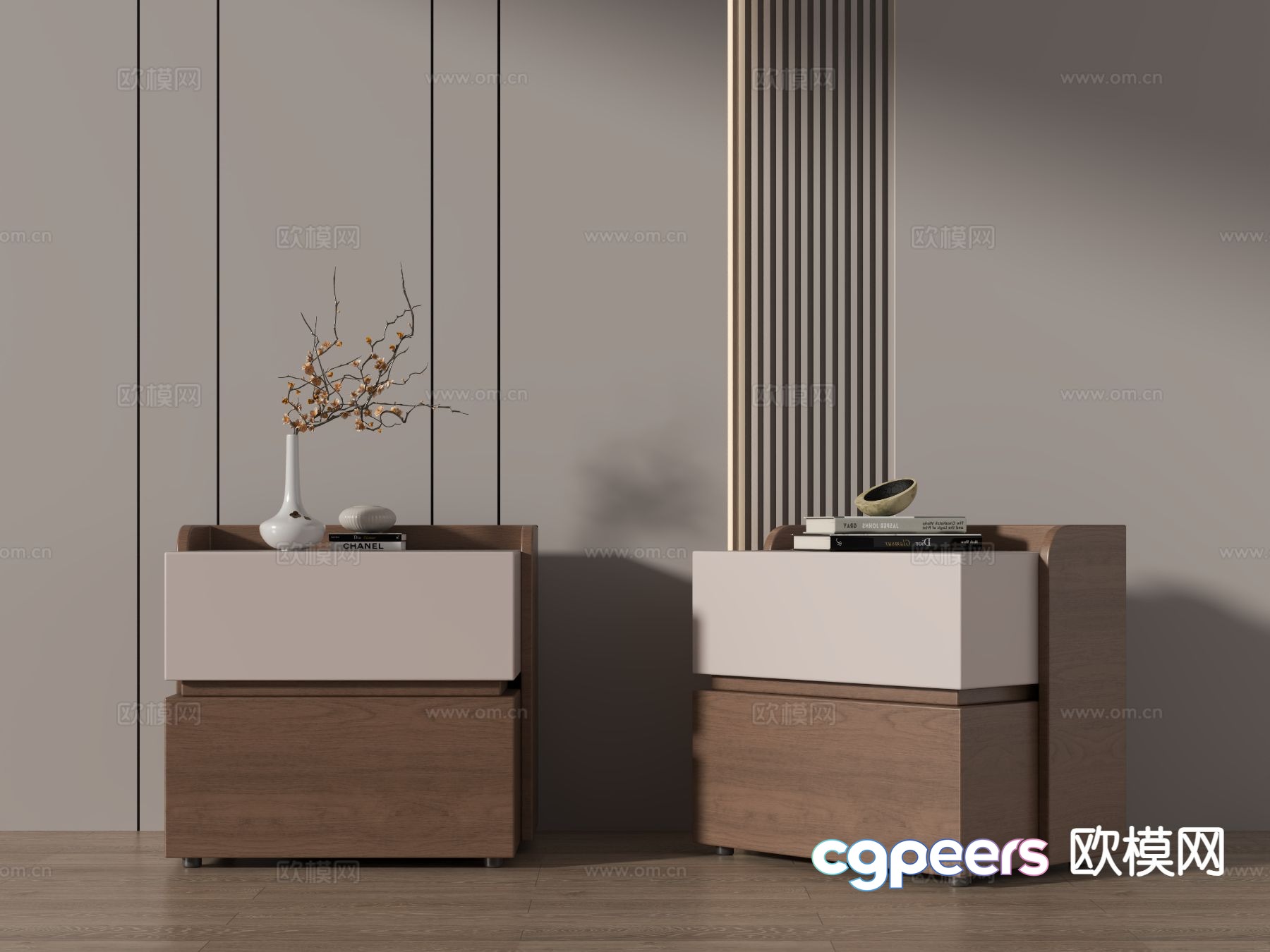 New Chinese style bedside table 3d model New Chinese style bedside table 3d model