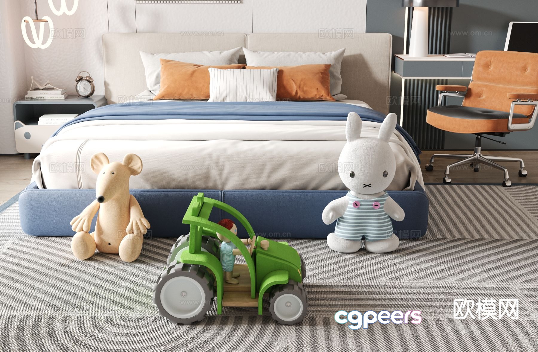 Modern children’s bed double bed 3d model Modern children’s bed double bed 3d model