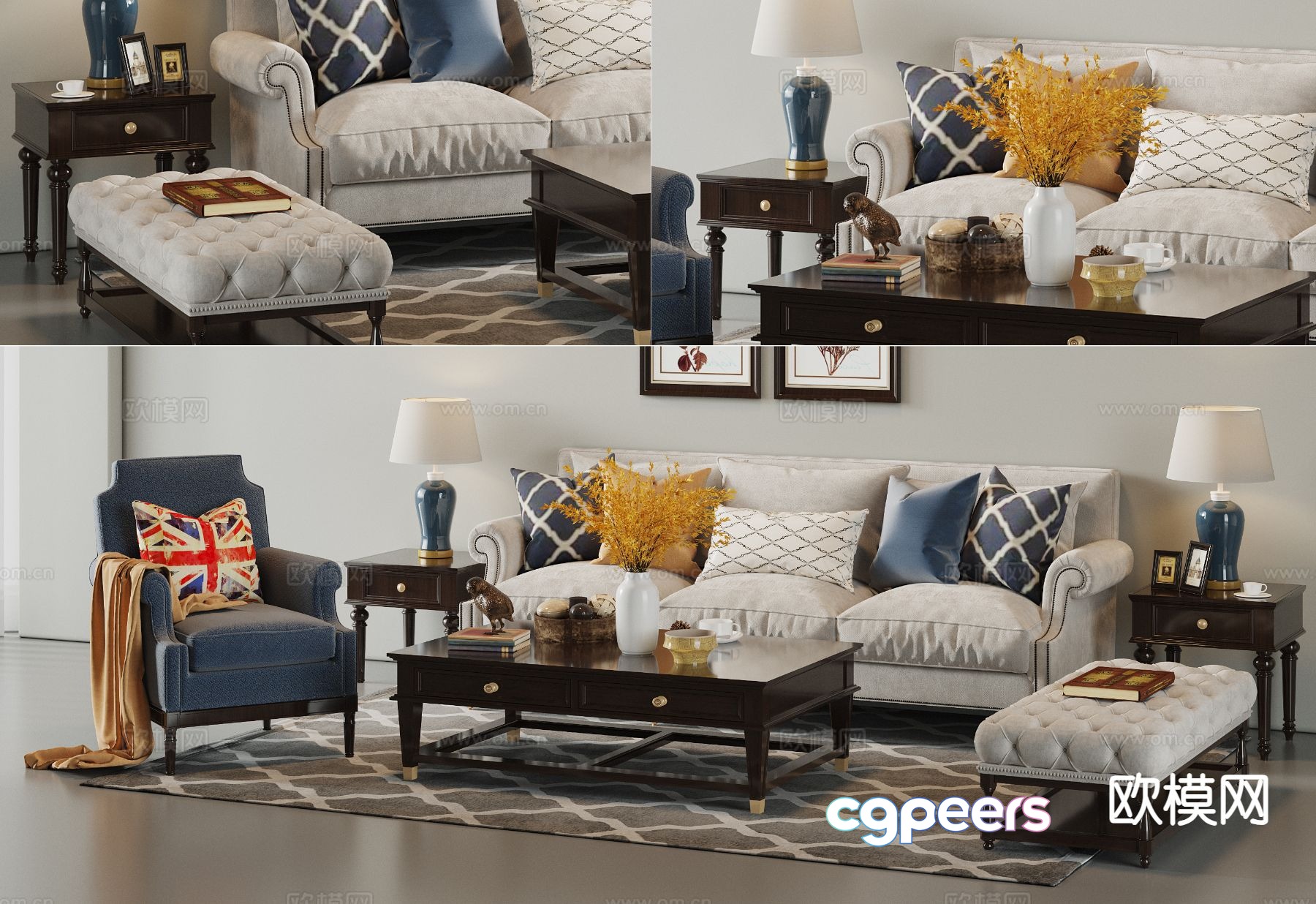 American modular sofa 3d model American modular sofa 3d model