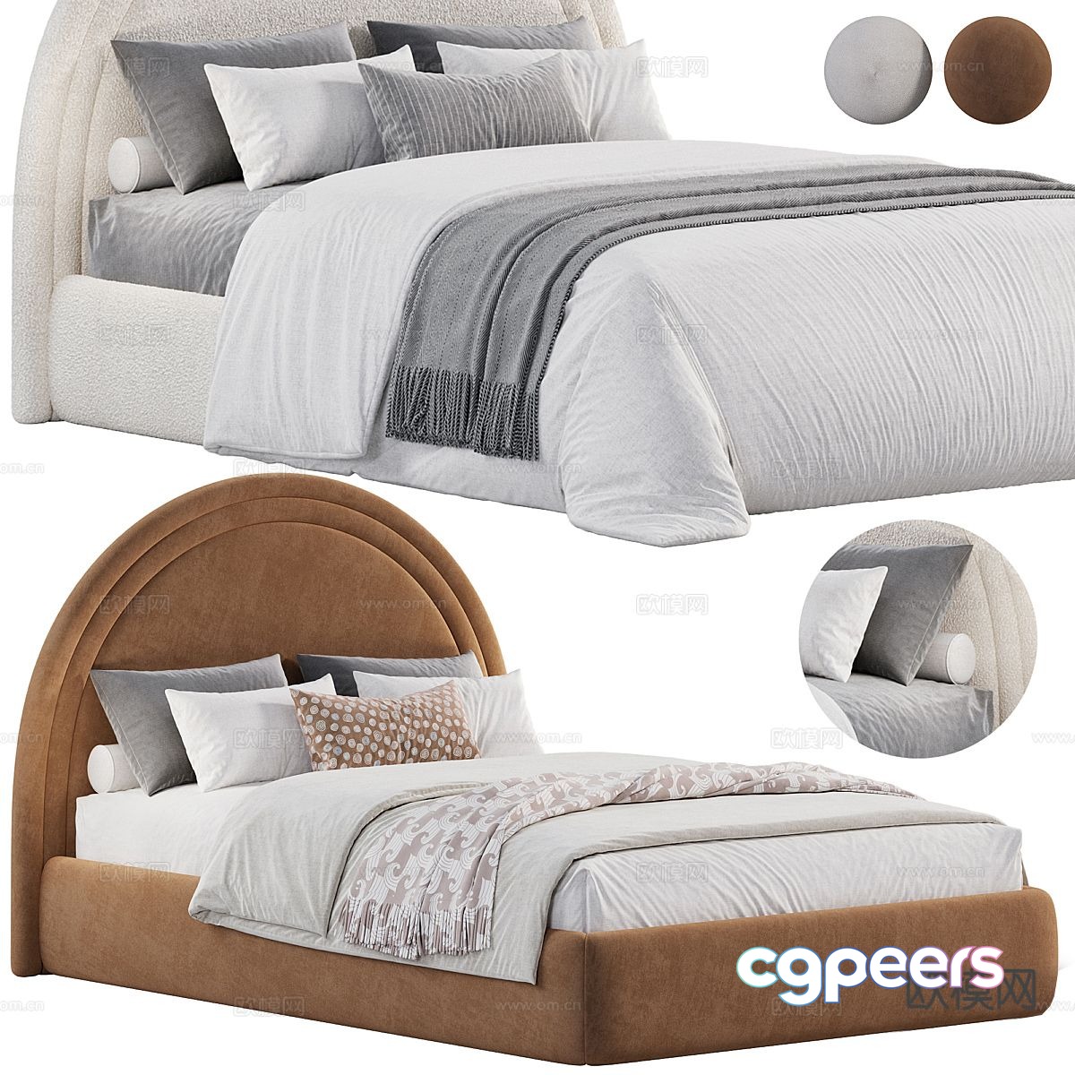 Modern double bed 3d model Modern double bed 3d model