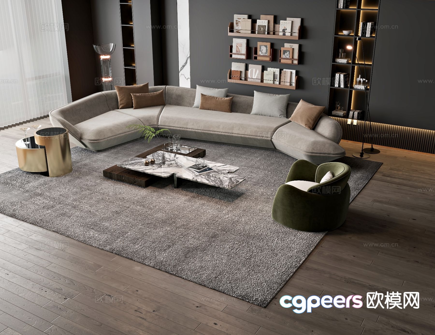 Modern sectional sofa 3d model Modern sectional sofa 3d model