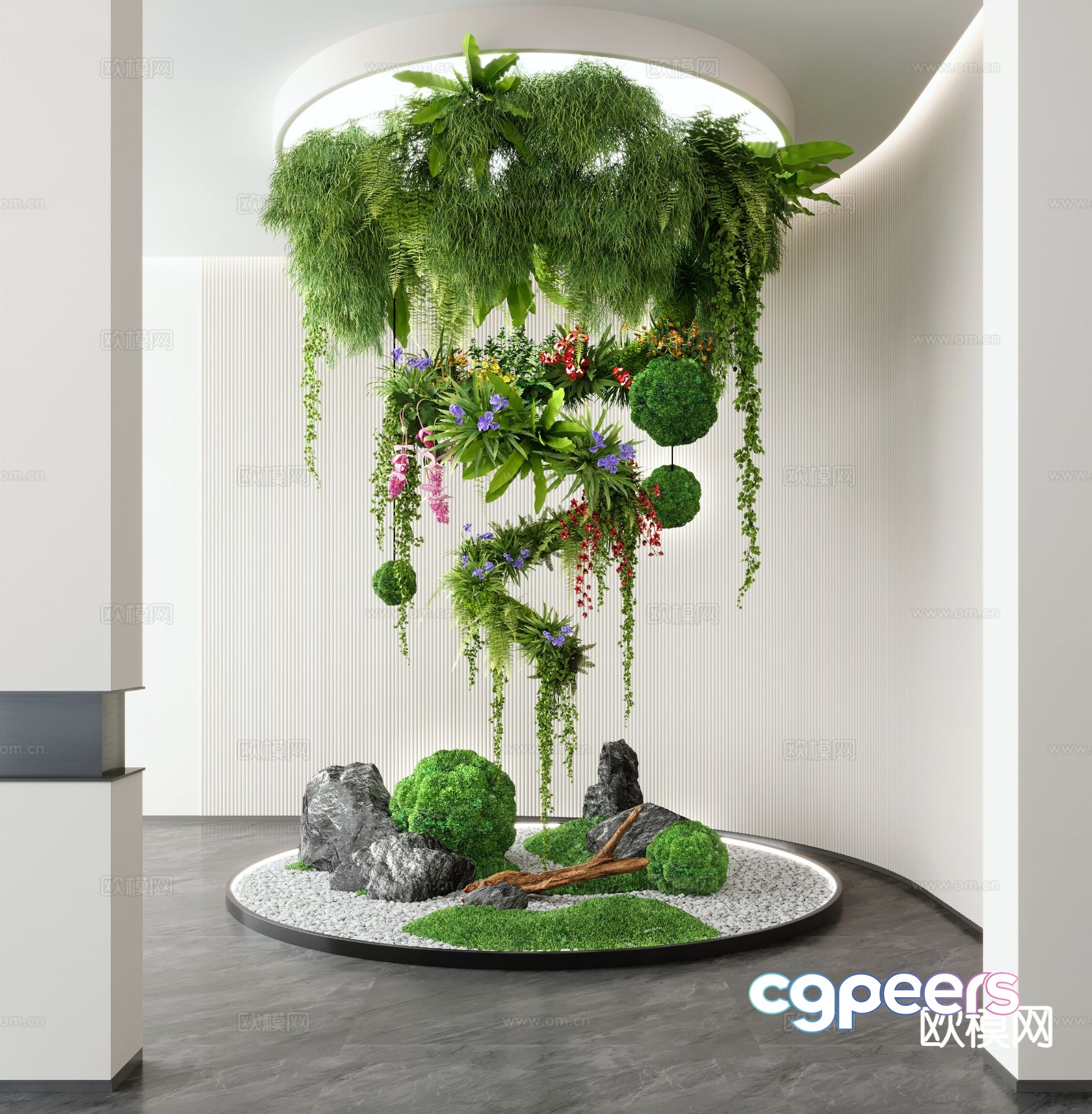 Modern indoor landscaping green plant landscaping 3D model Modern indoor landscaping green plant landscaping 3D model