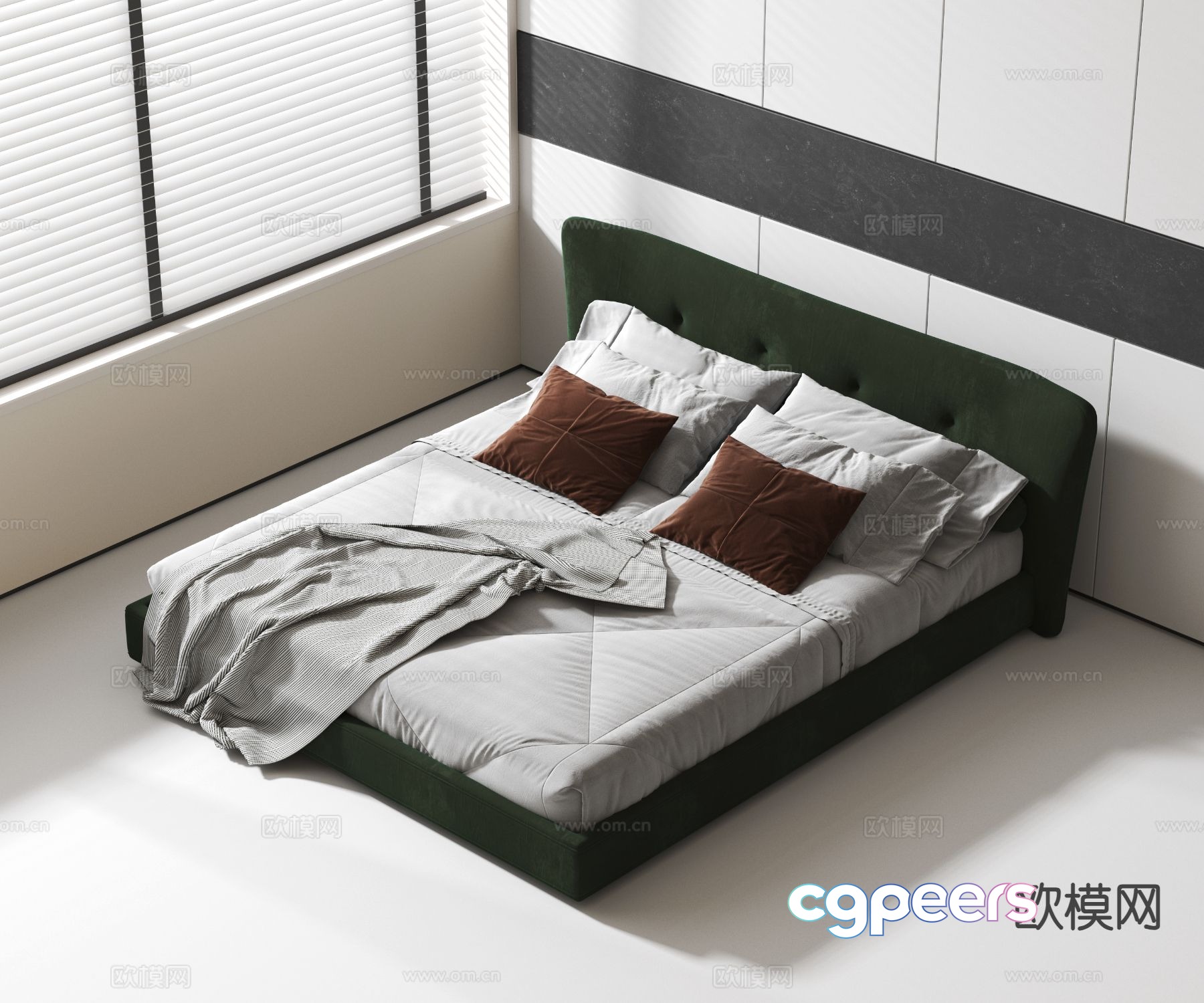 Modern double bed 3d model Modern double bed 3d model
