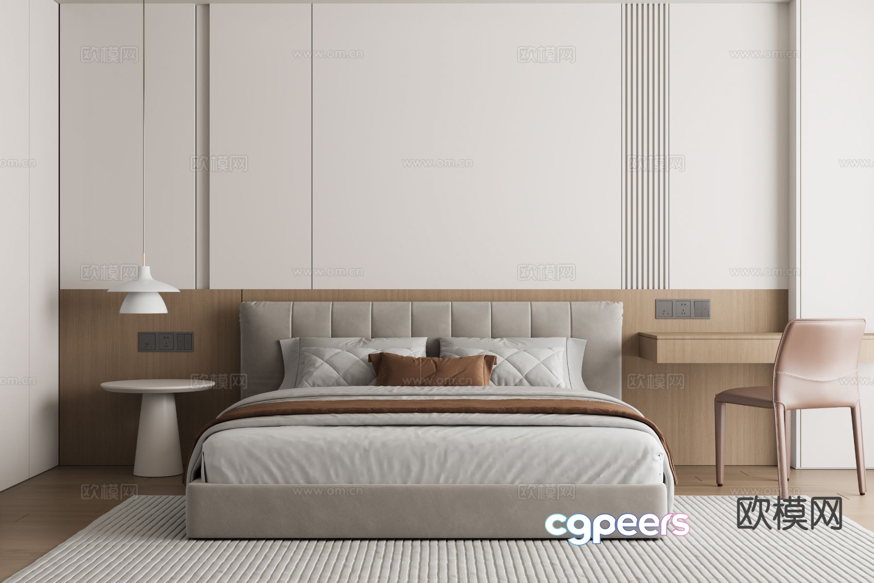 Modern double bed 3d model Modern double bed 3d model