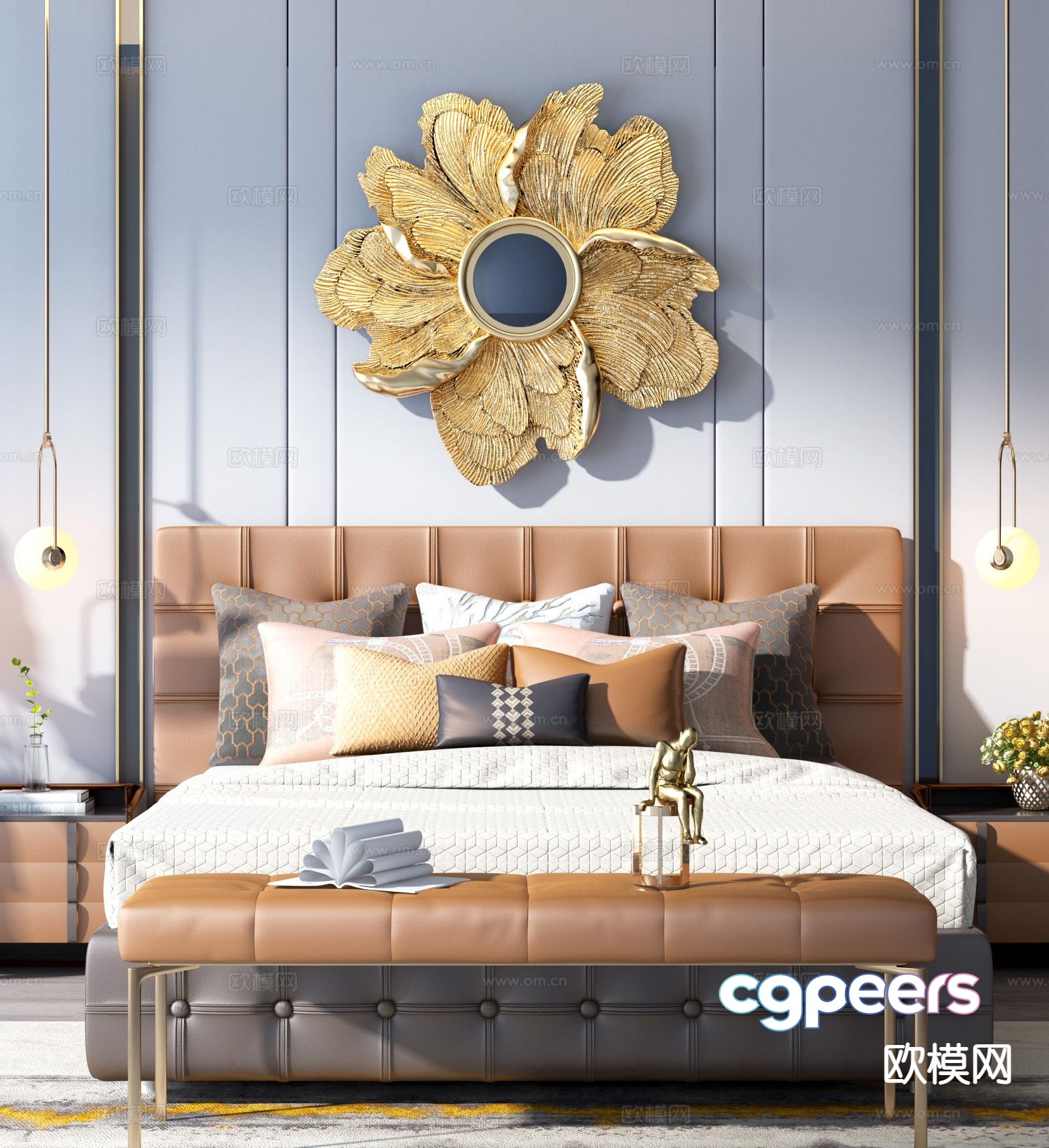 Modern double bed 3d model Modern double bed 3d model