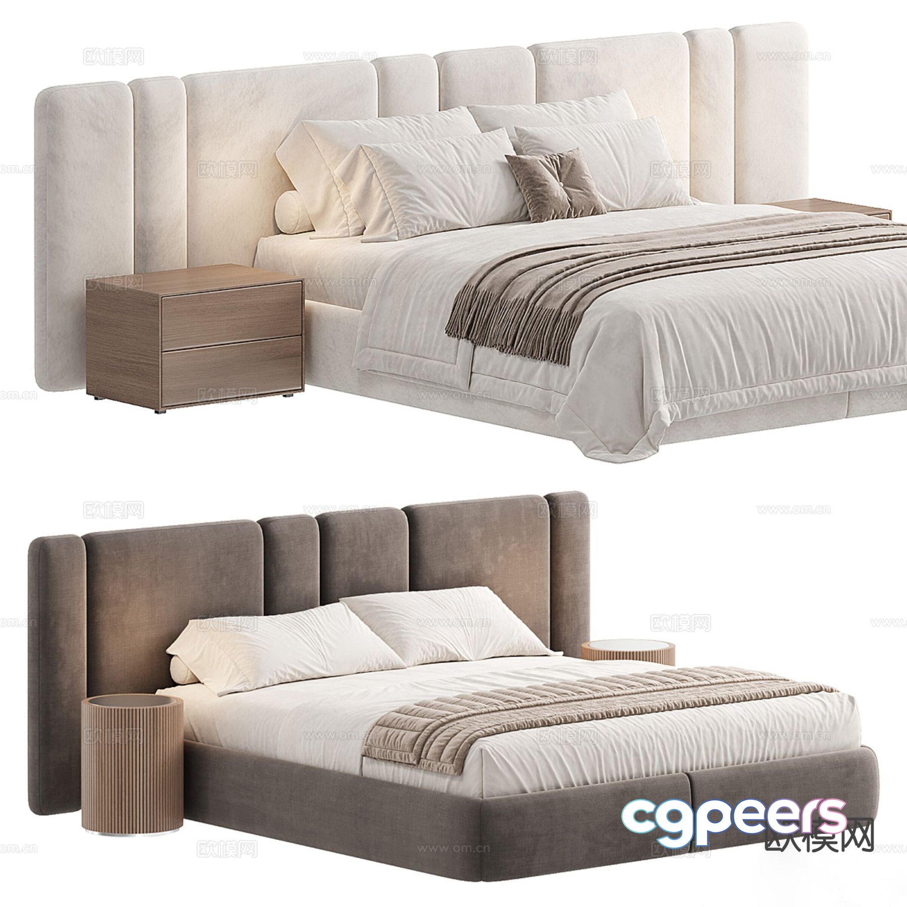 Modern double bed 3d model Modern double bed 3d model