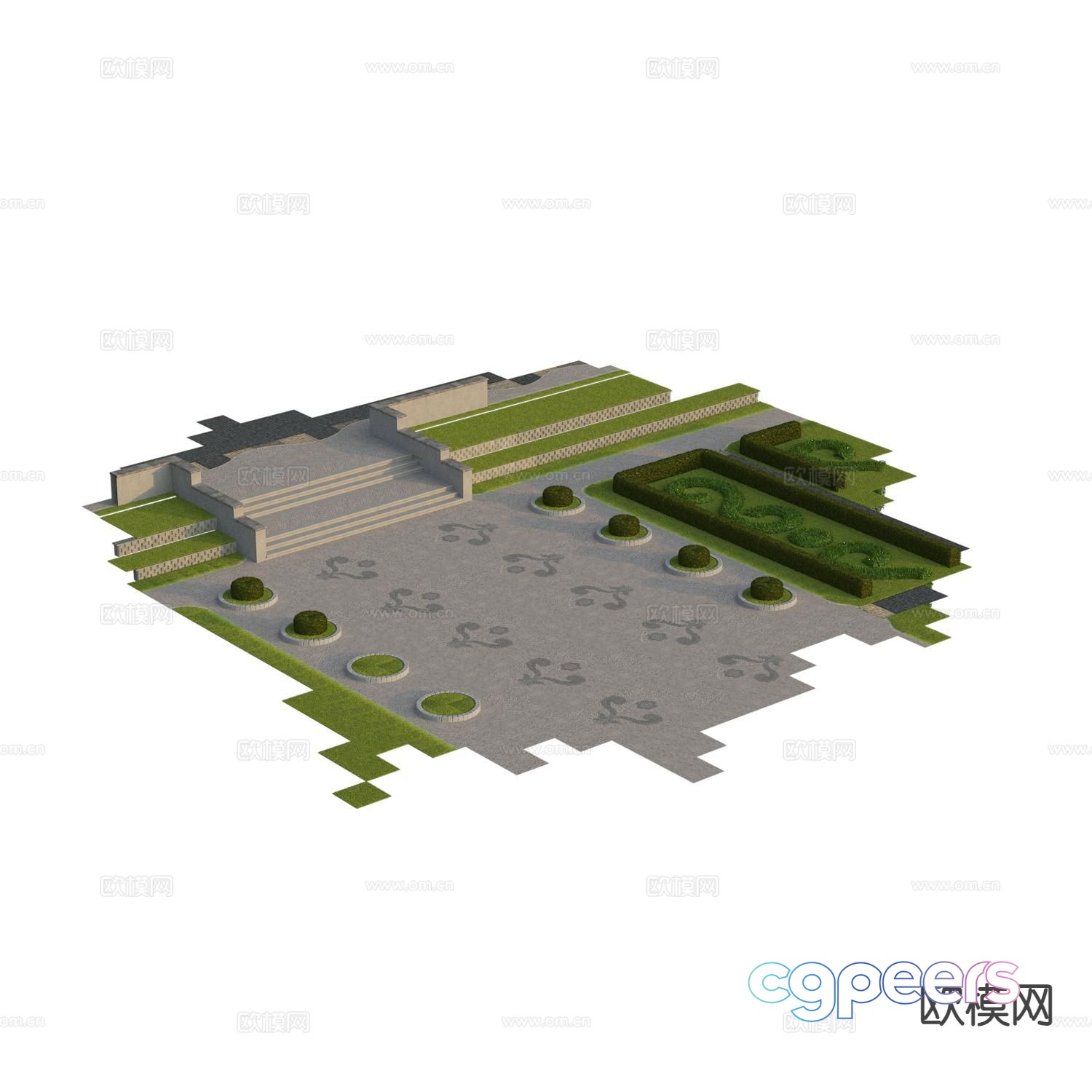 Road module lawn grass steps 3d model Road module lawn grass steps 3d model