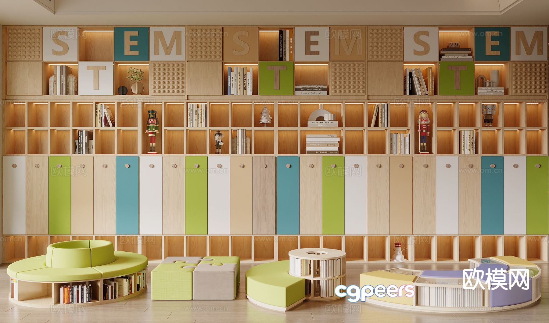 Modern children’s bookcase 3d model Modern children’s bookcase 3d model