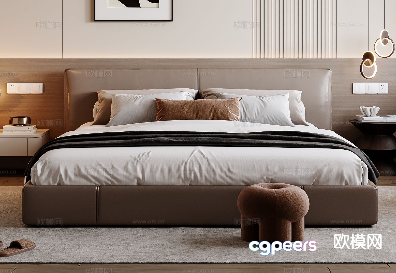 Modern double bed 3d model Modern double bed 3d model