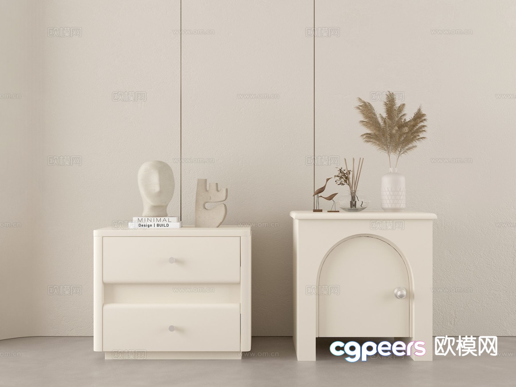 Creamy wind bedside table 3d model Creamy wind bedside table 3d model
