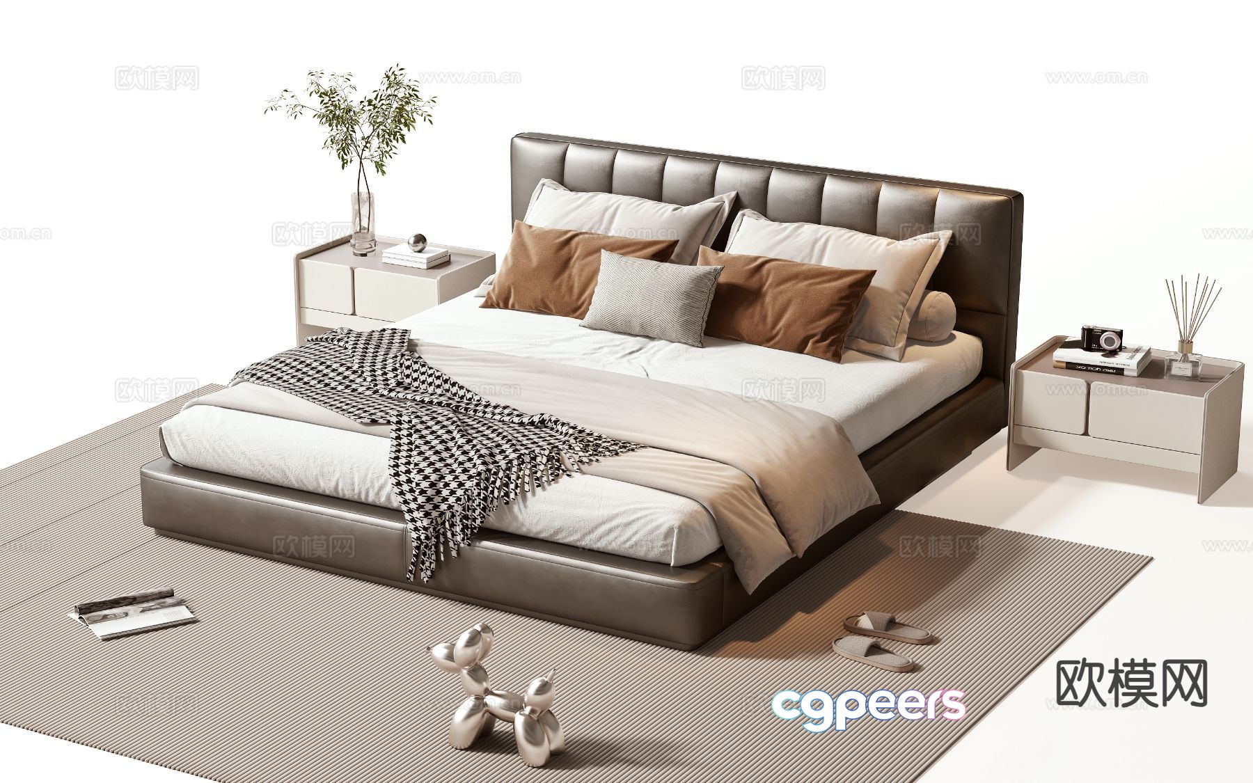 Modern double bed 3d model Modern double bed 3d model