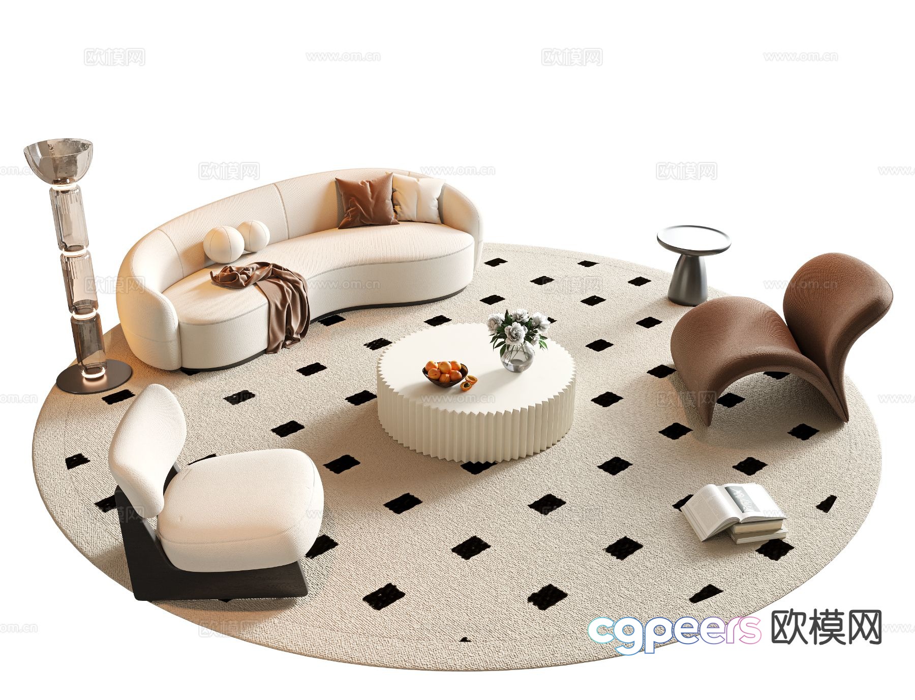 Cream style modular sofa 3d model Cream style modular sofa 3d model