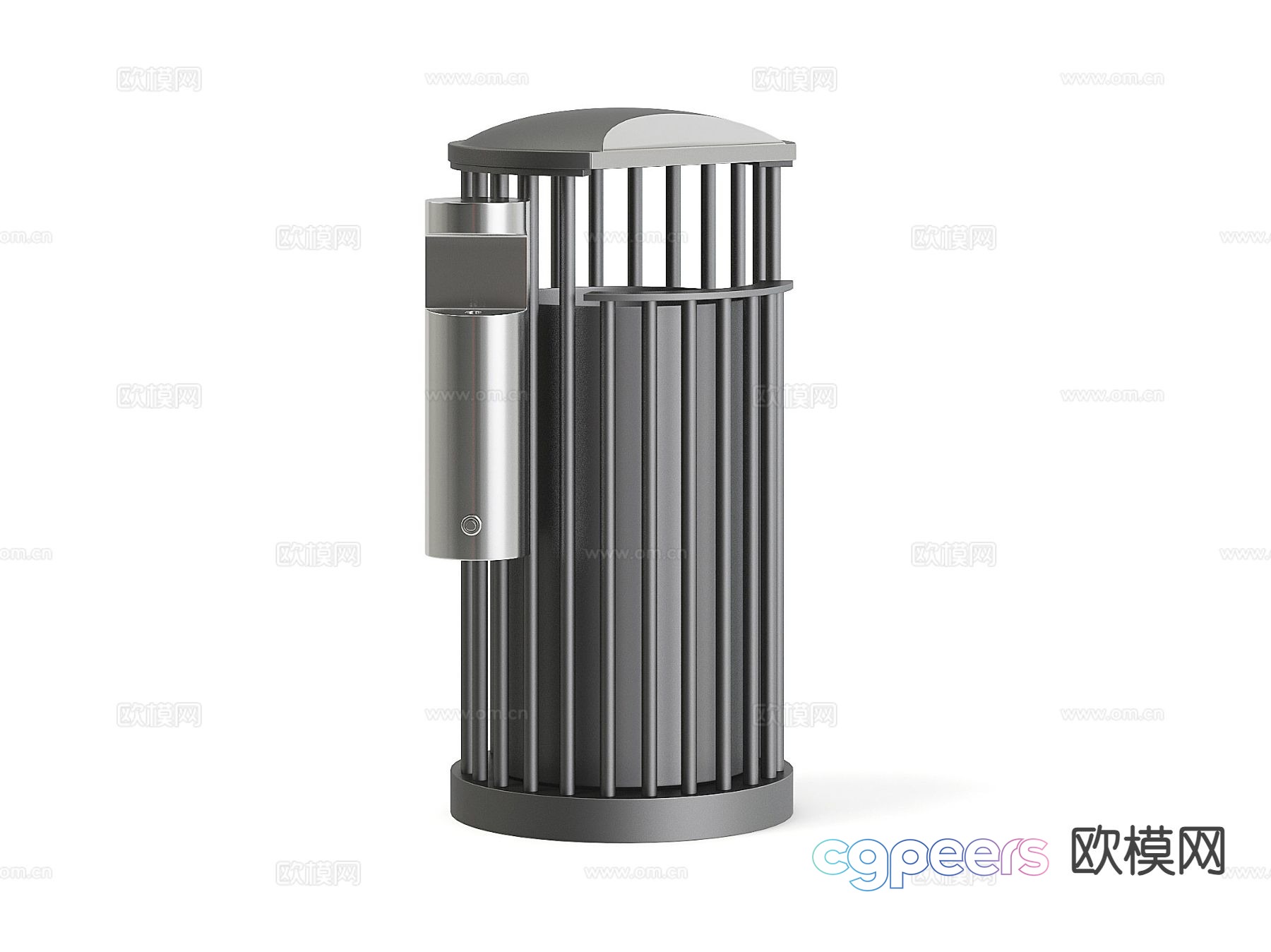 Trash can, trash can, public trash can 3d model