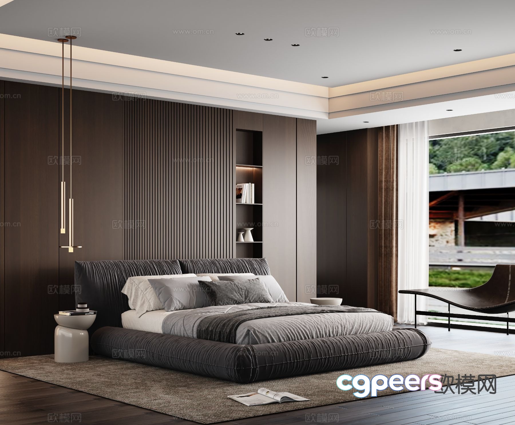 Modern double bed 3d model Modern double bed 3d model