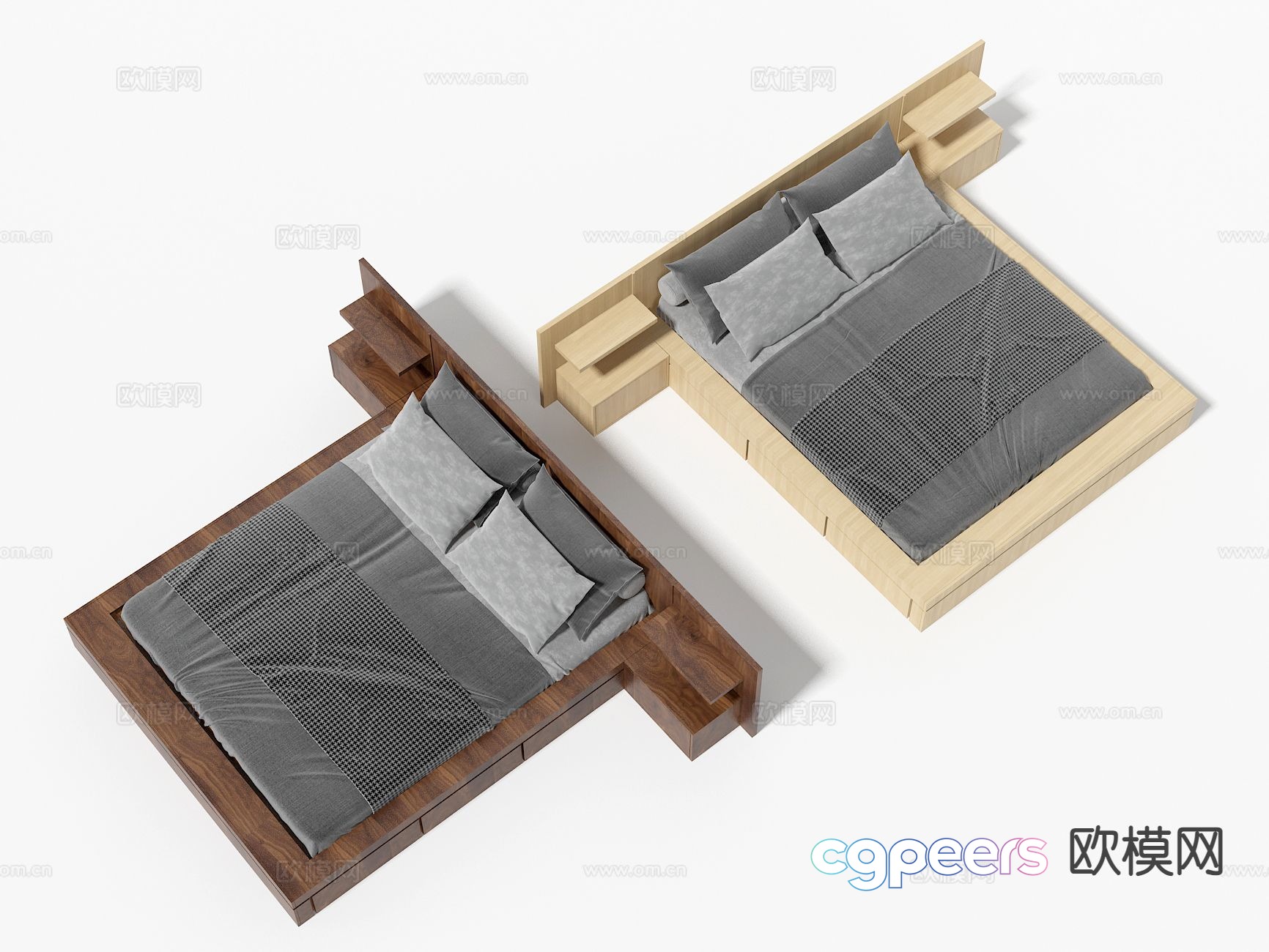 Tatami bed double bed 3d model Tatami bed double bed 3d model