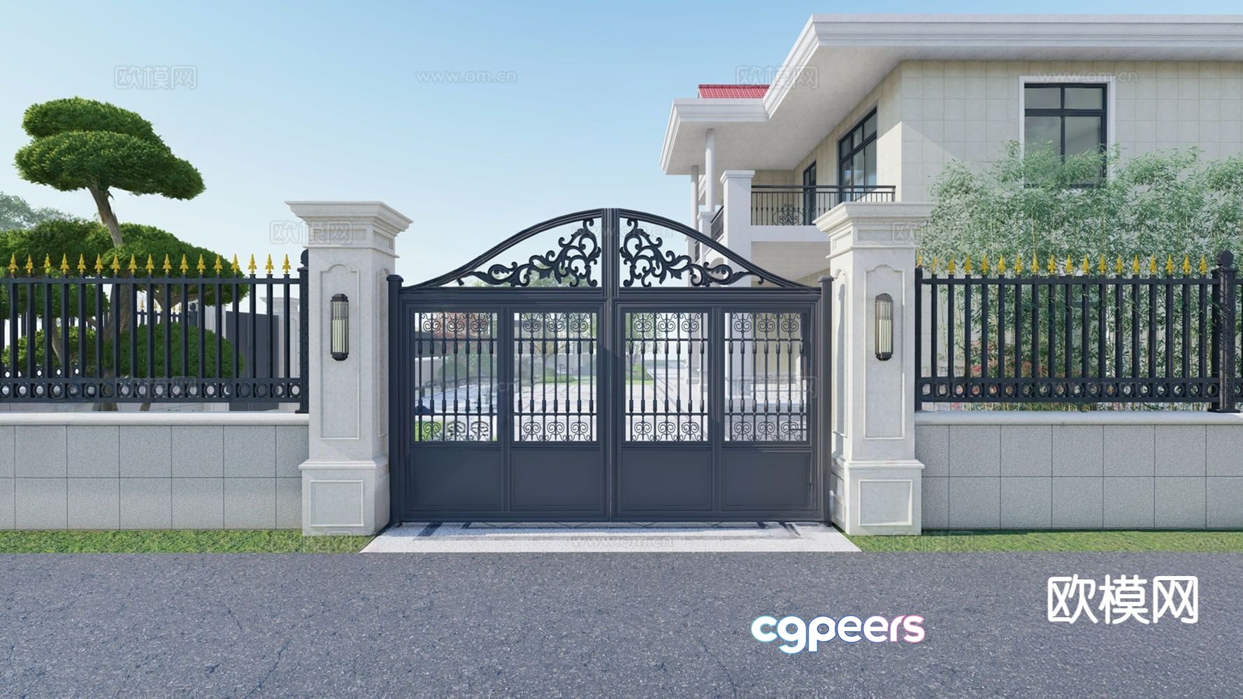 European style courtyard gate villa gate 3d model European style courtyard gate villa gate 3d model