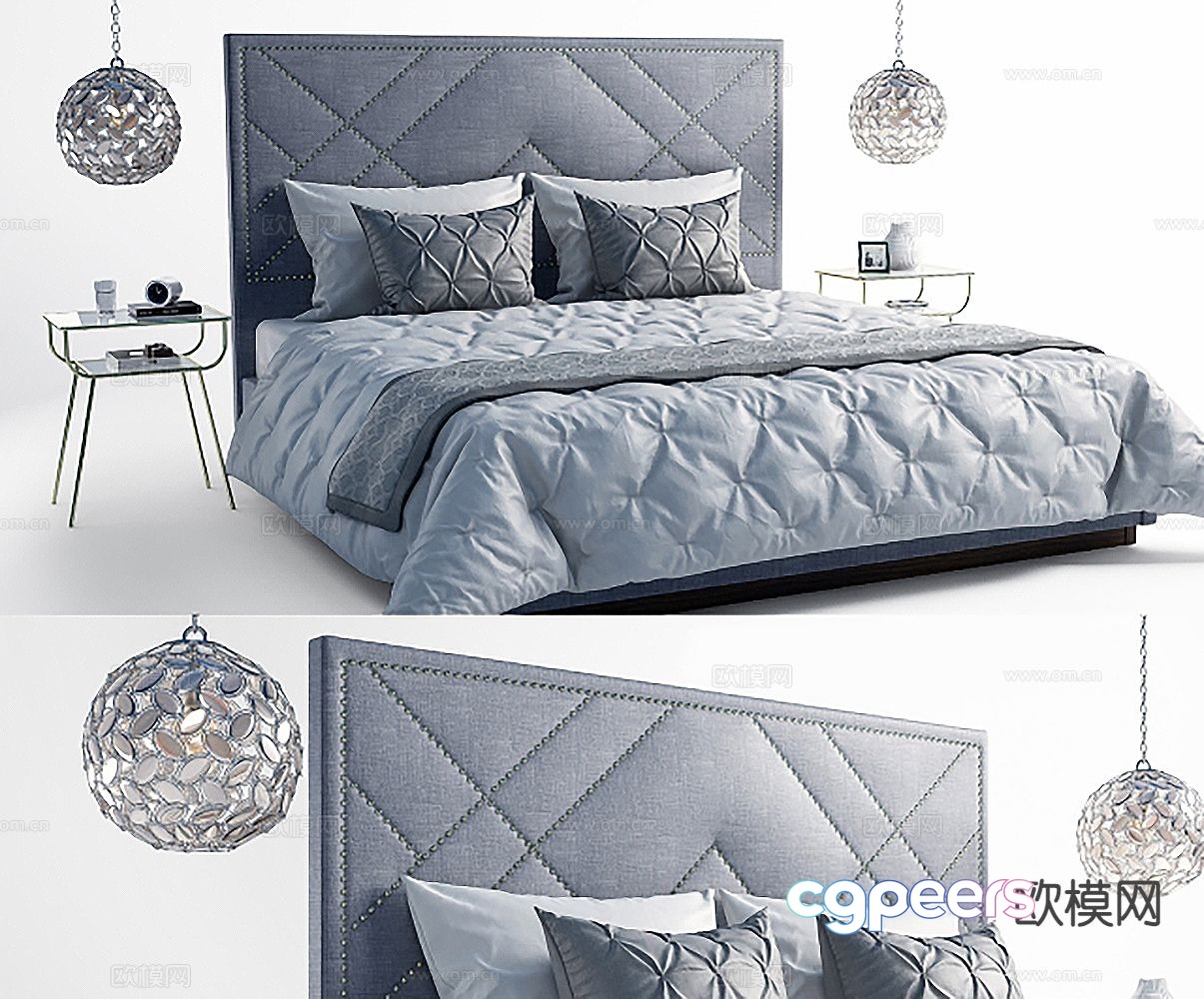 Light luxury double bed 3D model Light luxury double bed 3D model