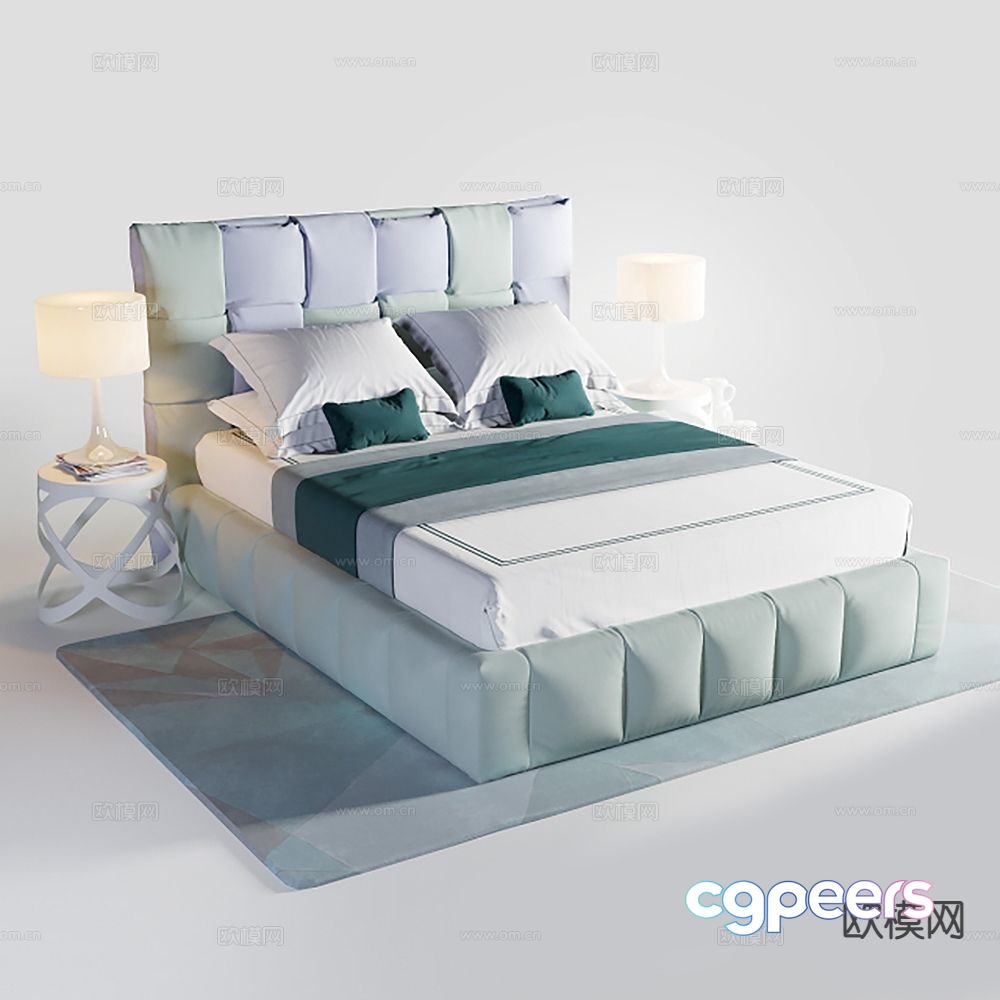Modern double bed 3d model Modern double bed 3d model