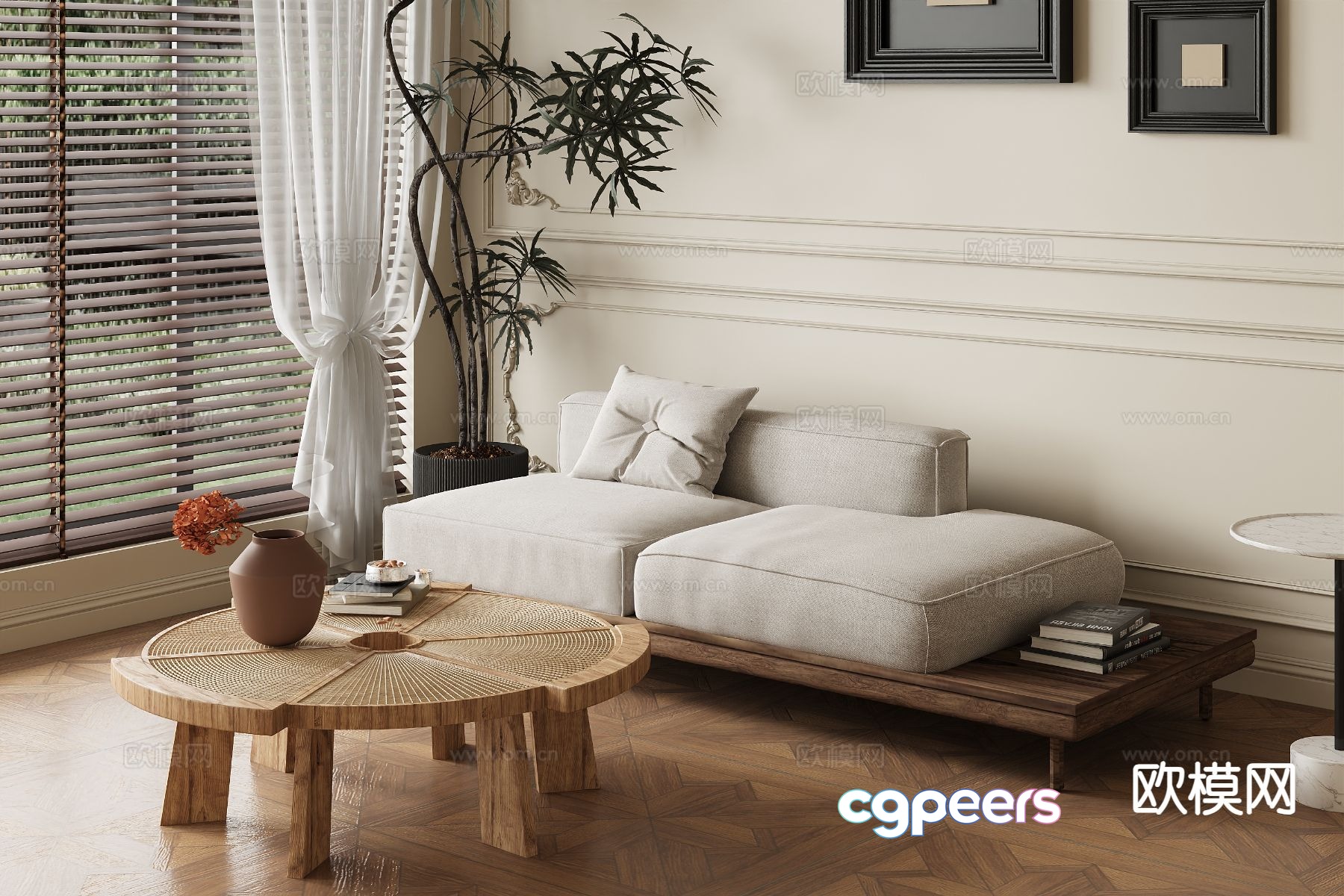 Wabi-sabi double sofa living room sofa 3d model Wabi-sabi double sofa living room sofa 3d model