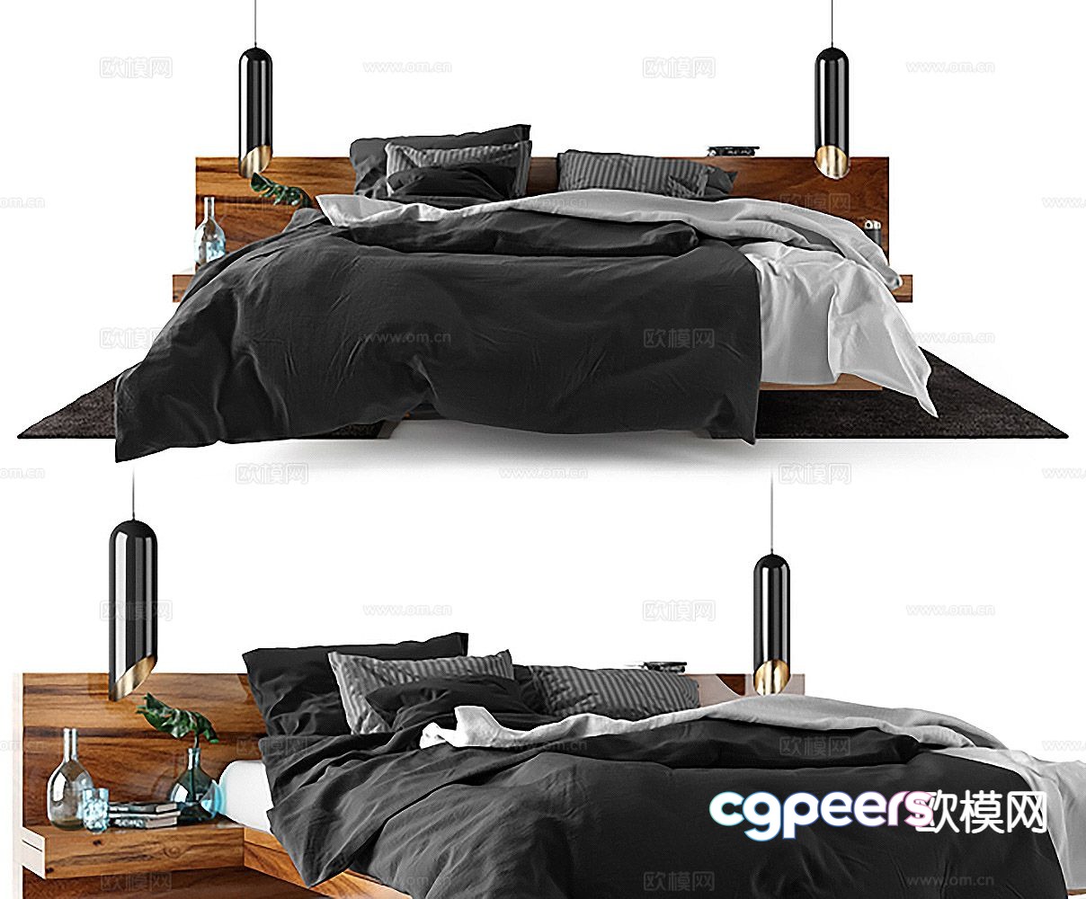 Modern double bed 3d model Modern double bed 3d model