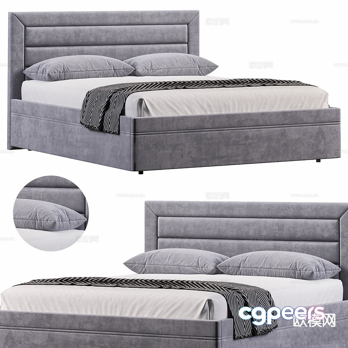 Modern double bed 3d model Modern double bed 3d model