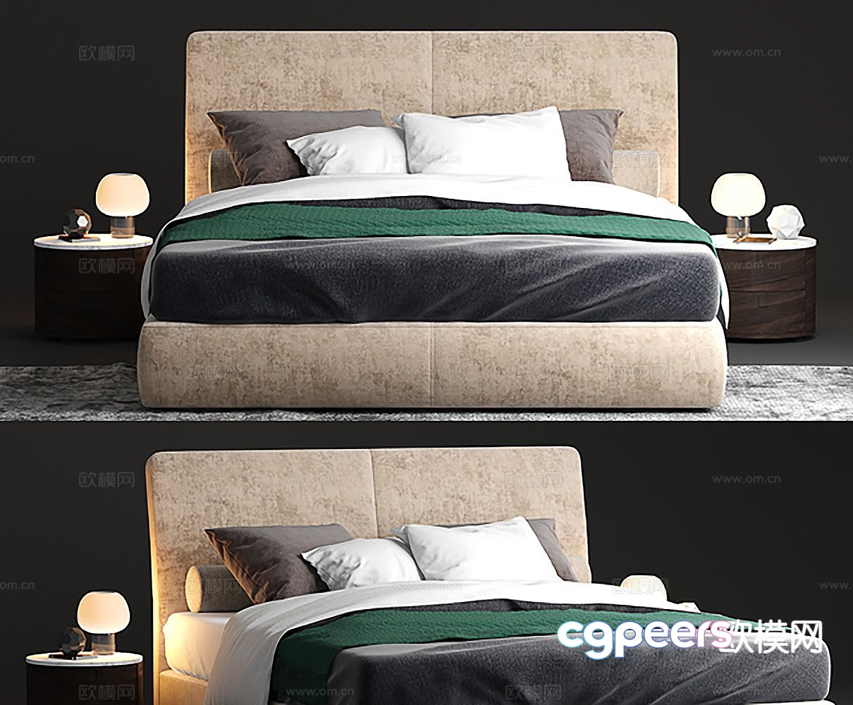 Modern double bed 3d model Modern double bed 3d model