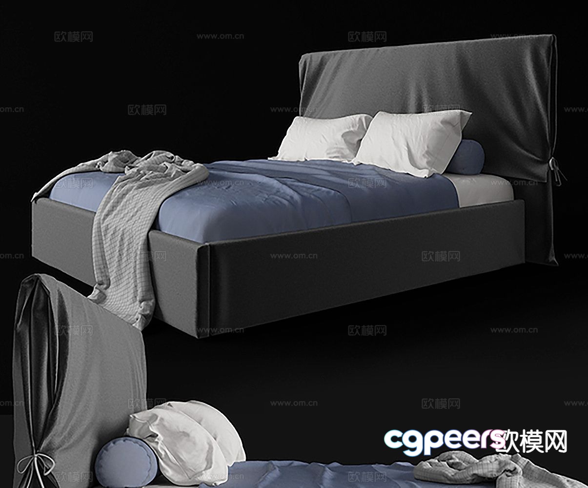 Modern double bed 3d model Modern double bed 3d model