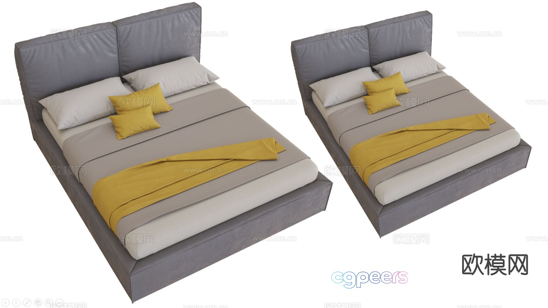 Modern double bed 3d model Modern double bed 3d model